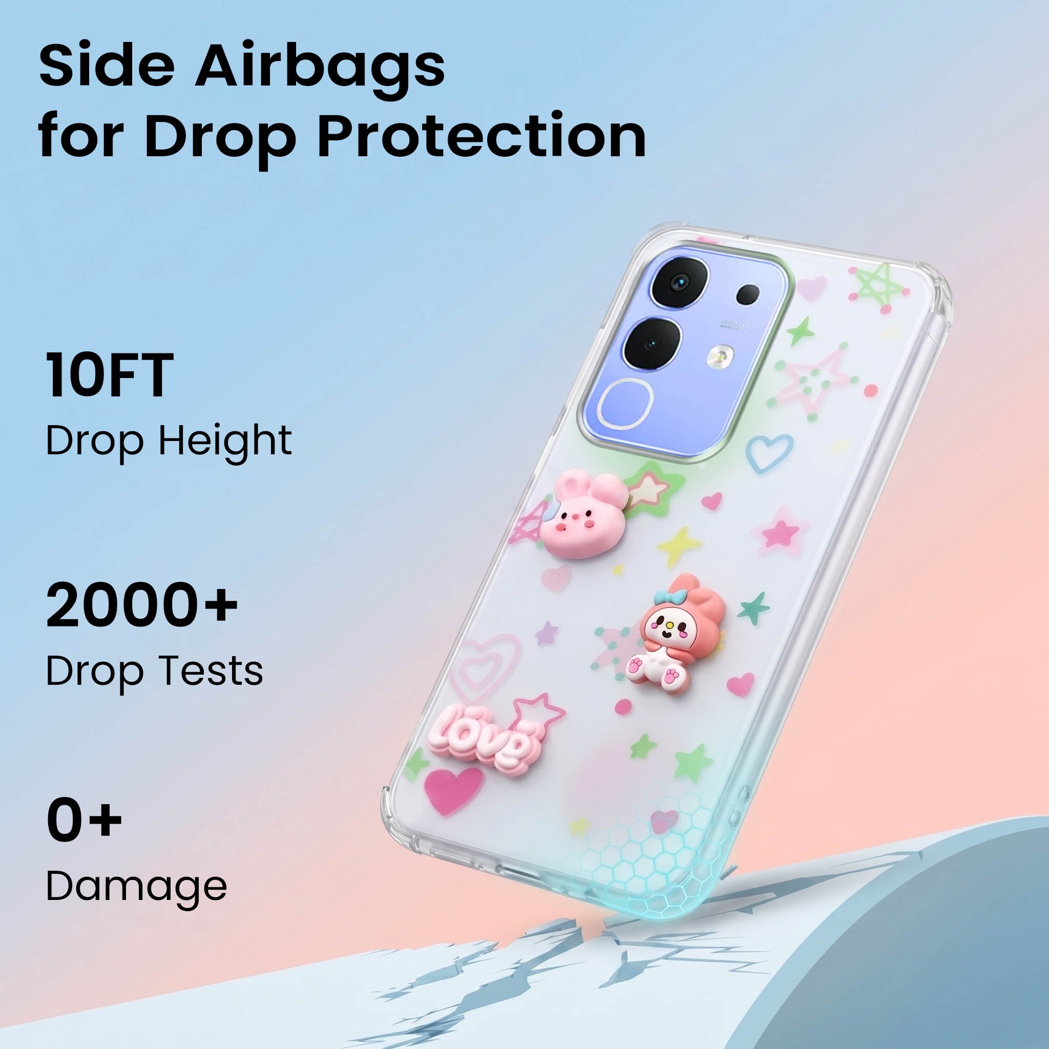 For Vivo iQOO Z10x Back Cover Case (3D Cute Cartoons | Hard Back Side Soft | Matte Premium Finish | HD Printing)