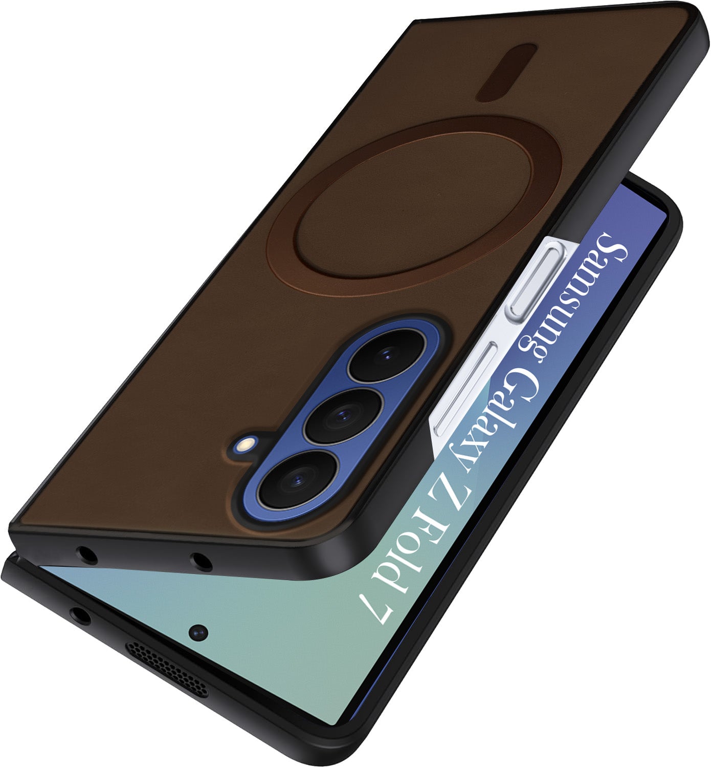 For Samsung Galaxy Z Fold 7 Back Cover Case Leather Finish (MagSafe Wireless Charging Compatible | Inside Microfiber Cloth)