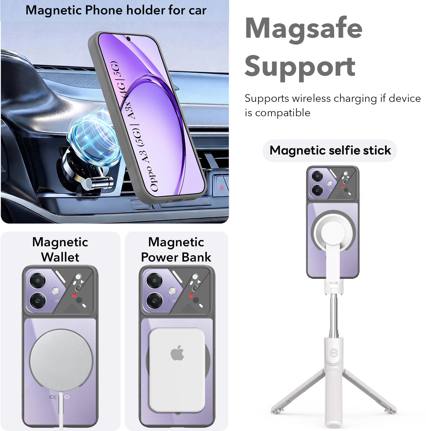 For Oppo A3X (4G/5G) | Oppo A3 5G Back Cover Case Lifetime Anti-Yellow Clear (Camera Protection | Side Grip | Wireless MagSafe Compatible)