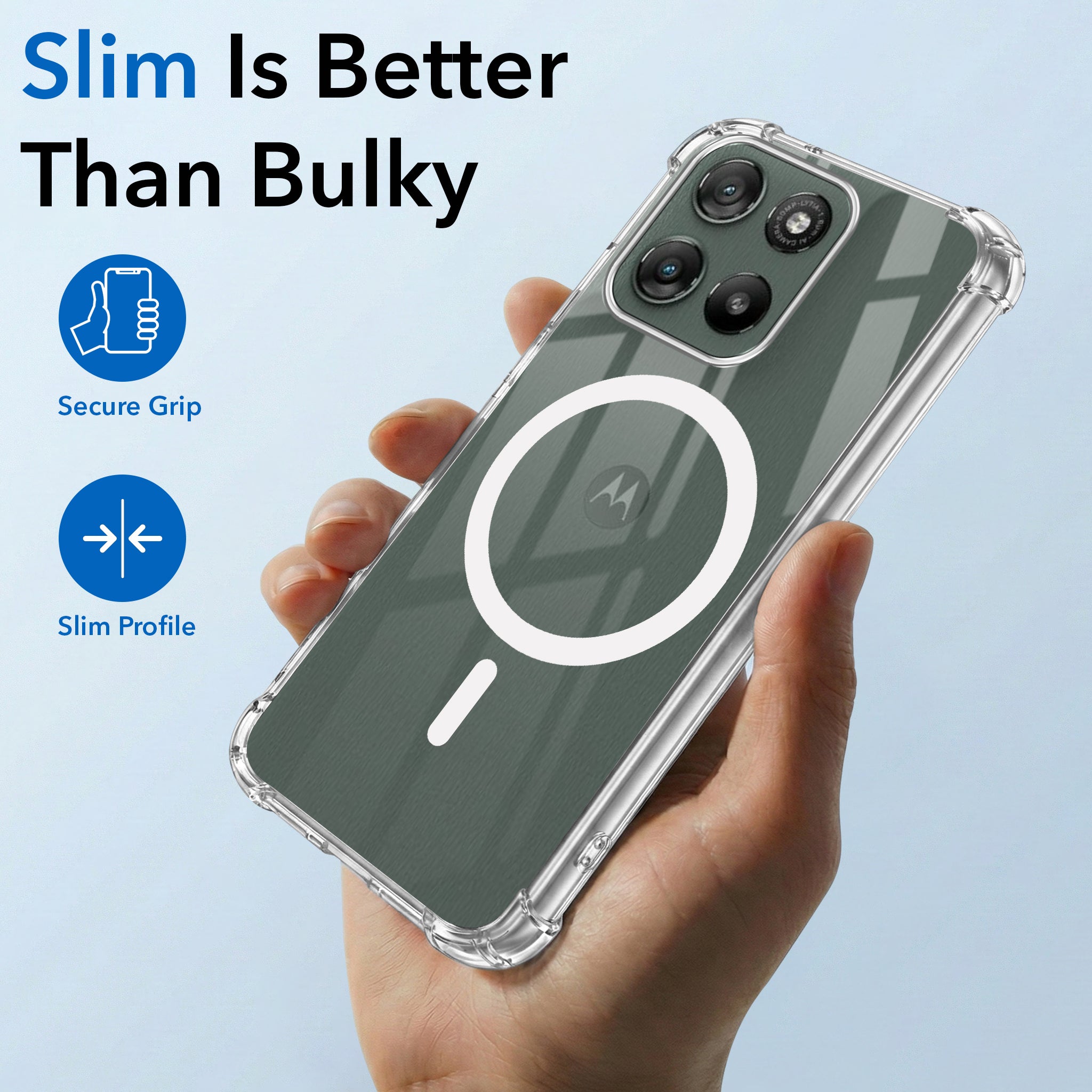 For Motorola Moto G67 Power | G57 Power Back Cover Shockproof Crystal-Clear (Magsafe Wireless Support | Drop & Camera Protection | Hard Polycarbonate)