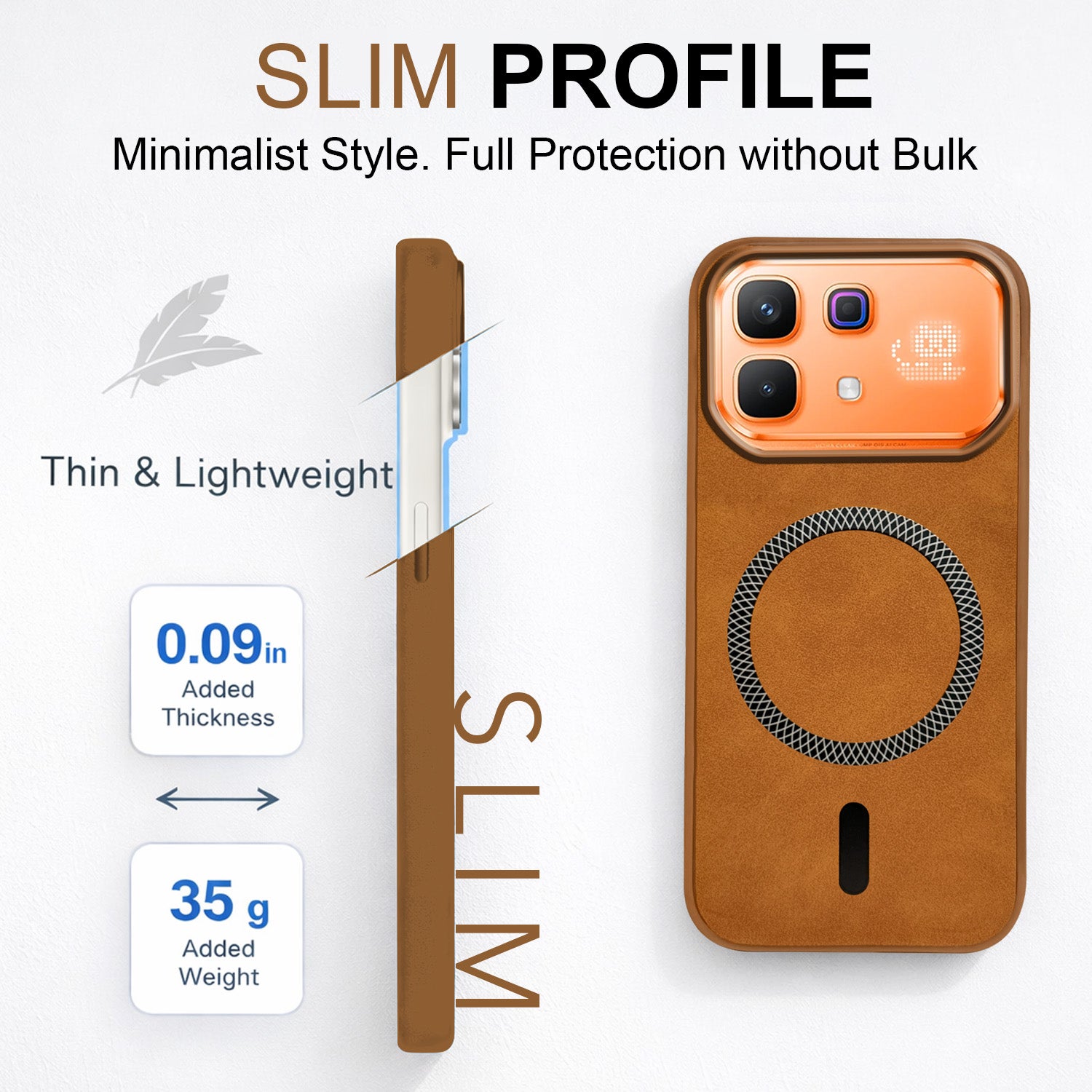 For Infinix Note 60 Pro 5G Back Cover Case Leather Finish (MagSafe Compatible Wireless Charging | Soft Touch | Camera Bump Protection)