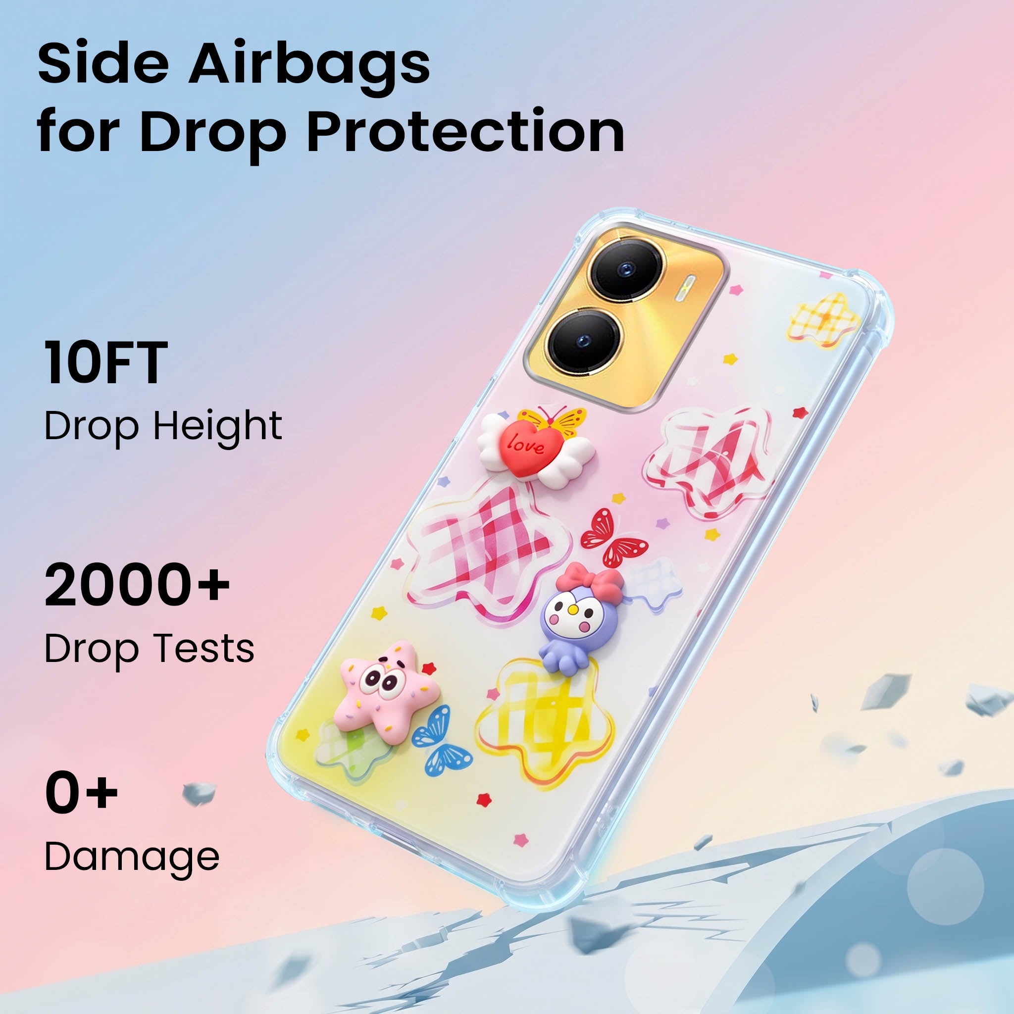 For Vivo Y56 5G Back Cover Case (3D Cute Cartoons | Hard Back Side Soft | Matte Premium Finish | HD Printing)