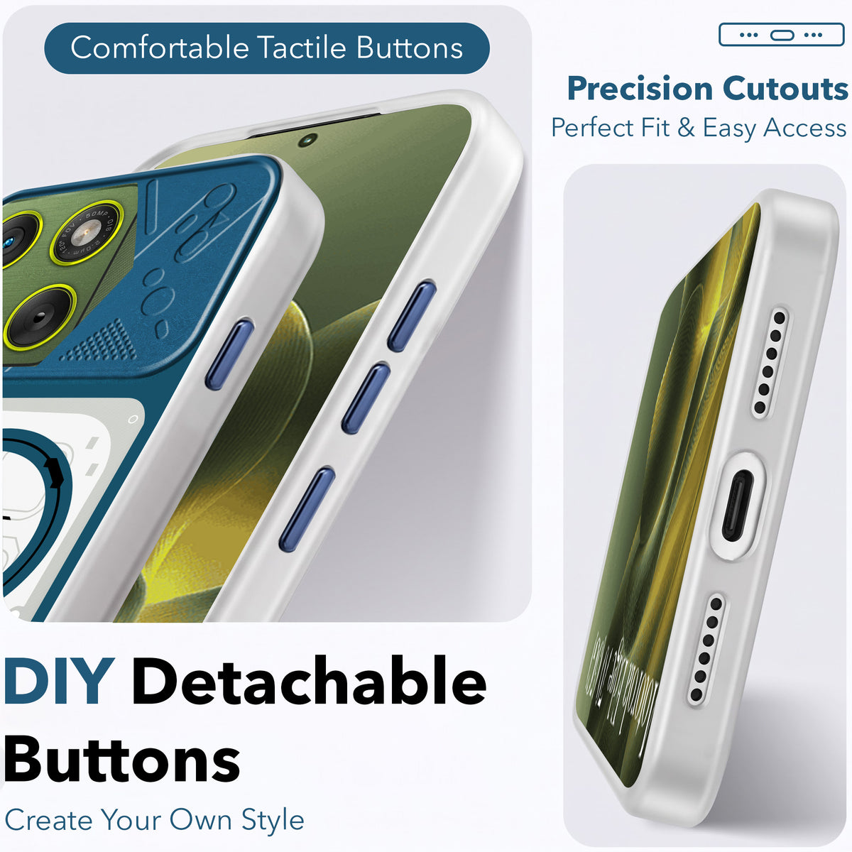 For Motorola Moto Edge 70 Metallic Back Cover Case (Metallic Camera Protection & Buttons | Translucent Milky Shade | Hard Polycarbonate)