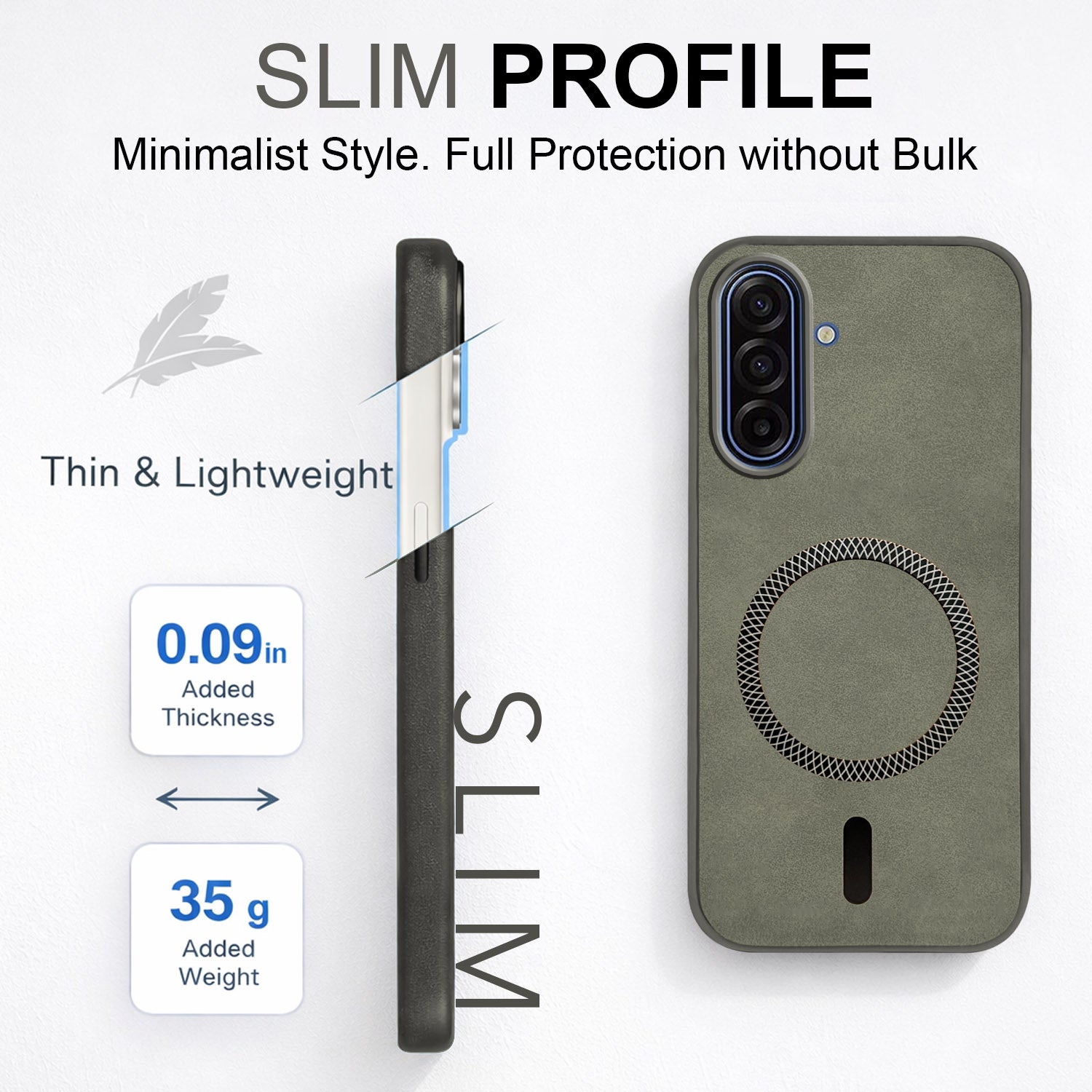 For Samsung Galaxy A17 | Samsung F17 | Samsung M17 5G Back Cover Case Leather Finish (MagSafe Compatible Wireless Charging | Soft Touch | Camera Bump Protection)