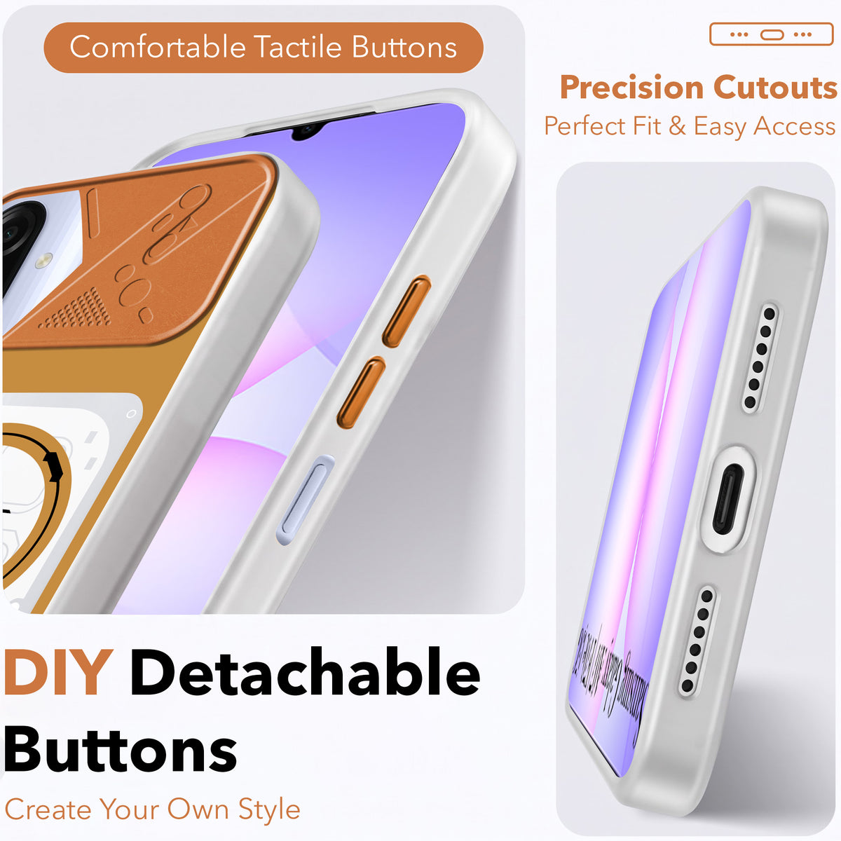 For Samsung Galaxy A07 5G | F70e 5G Metallic Back Cover Case (Metallic Camera Protection & Buttons | Translucent Milky Shade | Hard Polycarbonate)