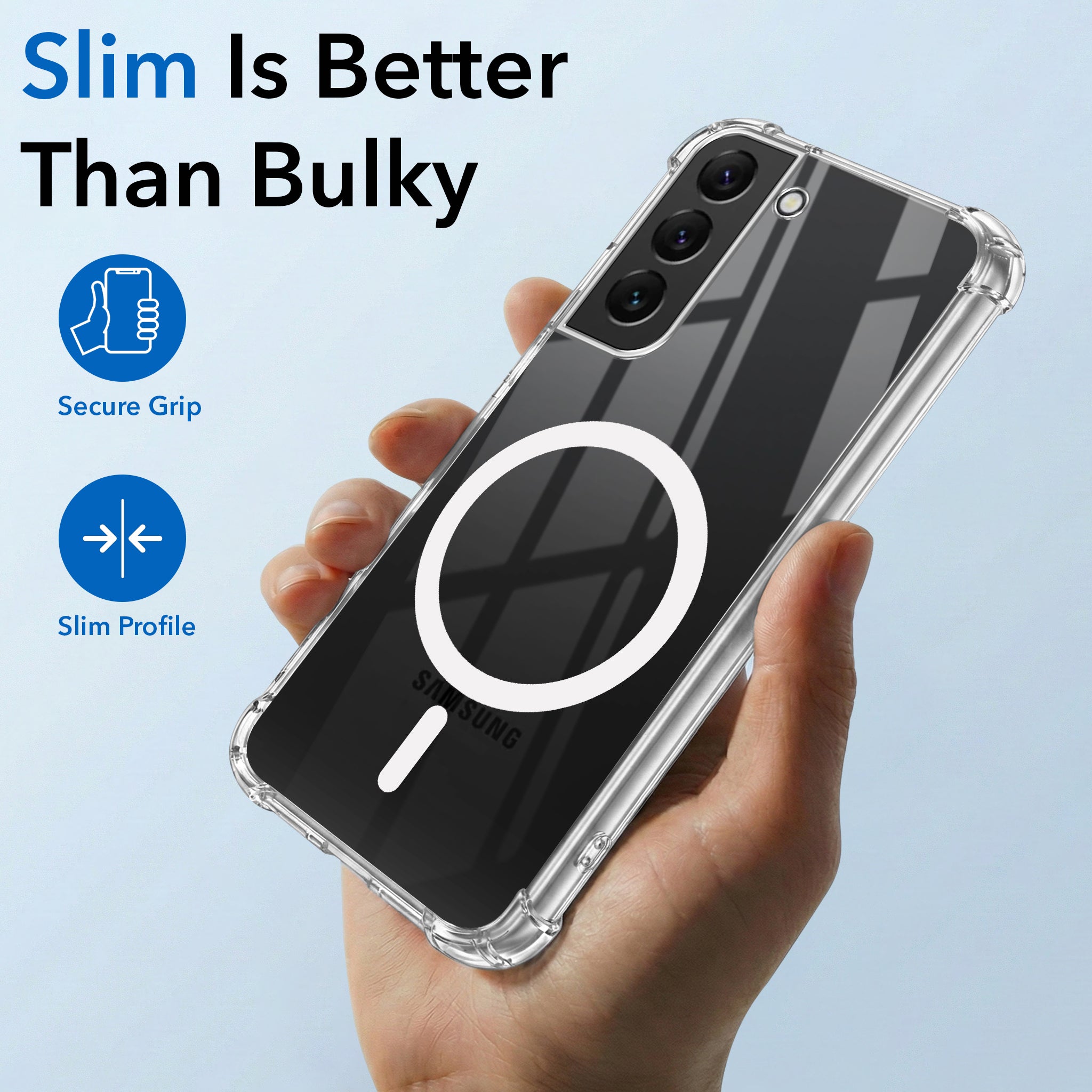For Samsung Galaxy S22 Back Cover Shockproof Crystal-Clear (Magsafe Wireless Support | Drop & Camera Protection | Hard Polycarbonate)