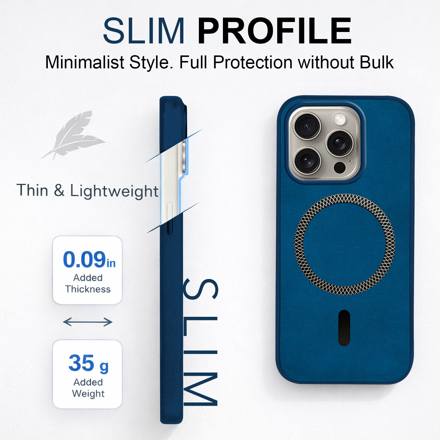 For Apple iPhone 15 Pro Max Back Cover Case (Sleek Leather Finish | MagSafe Compatible Wireless Charging | Camera Bump Protection)
