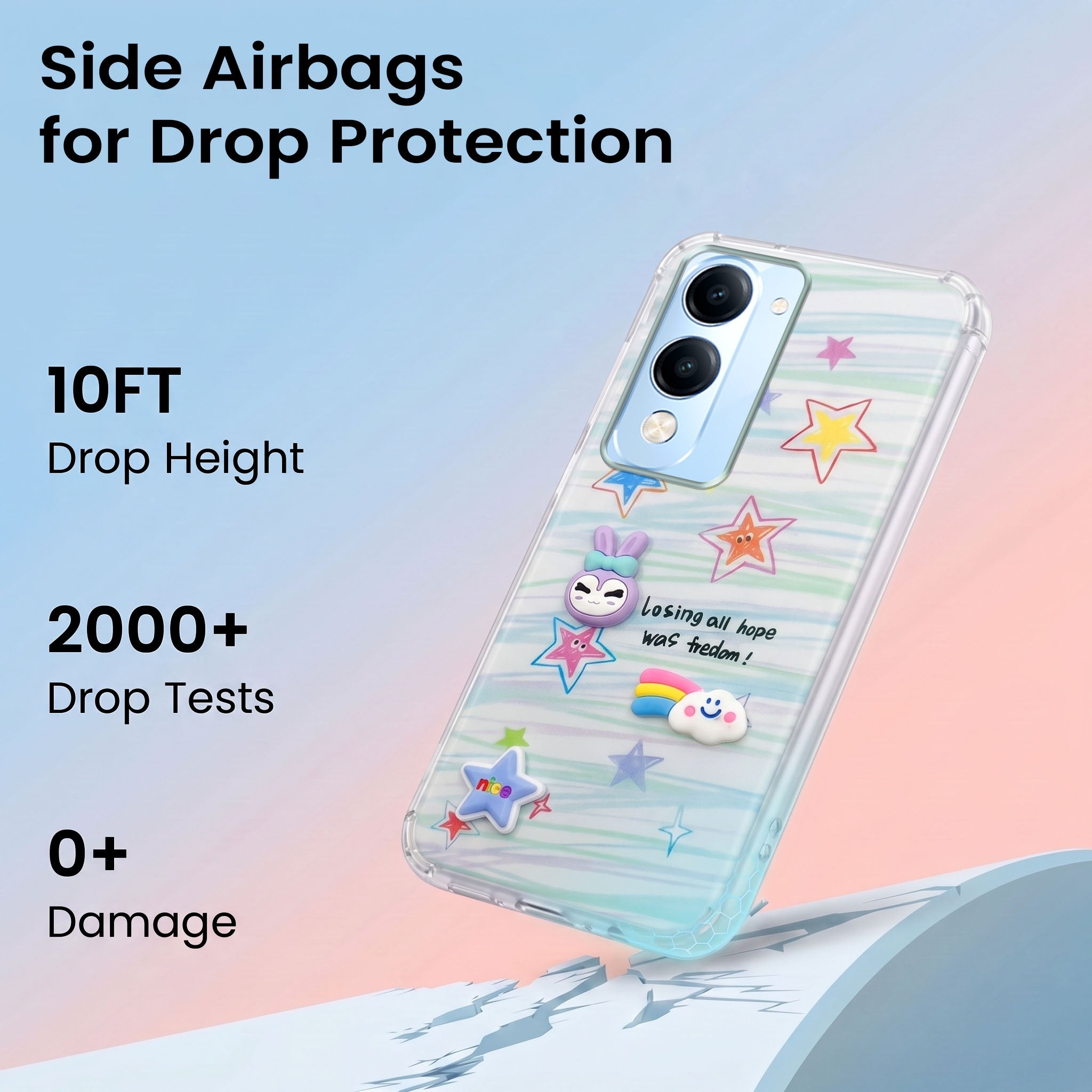 For Vivo iQOO Z10 Lite Back Cover Case (3D Cute Cartoons | Hard Back Side Soft | Matte Premium Finish | HD Printing)