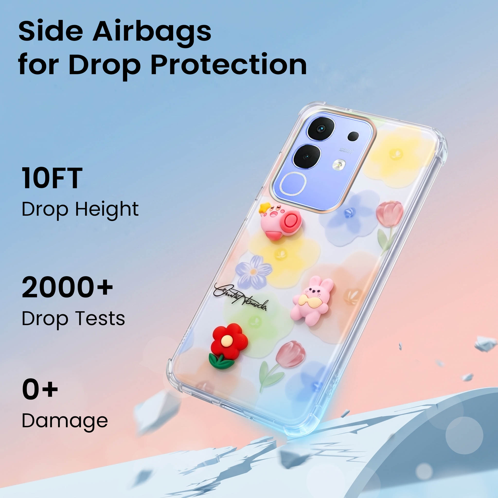 For Vivo iQOO Z10x Back Cover Case (3D Cute Cartoons | Hard Back Side Soft | Matte Premium Finish | HD Printing)