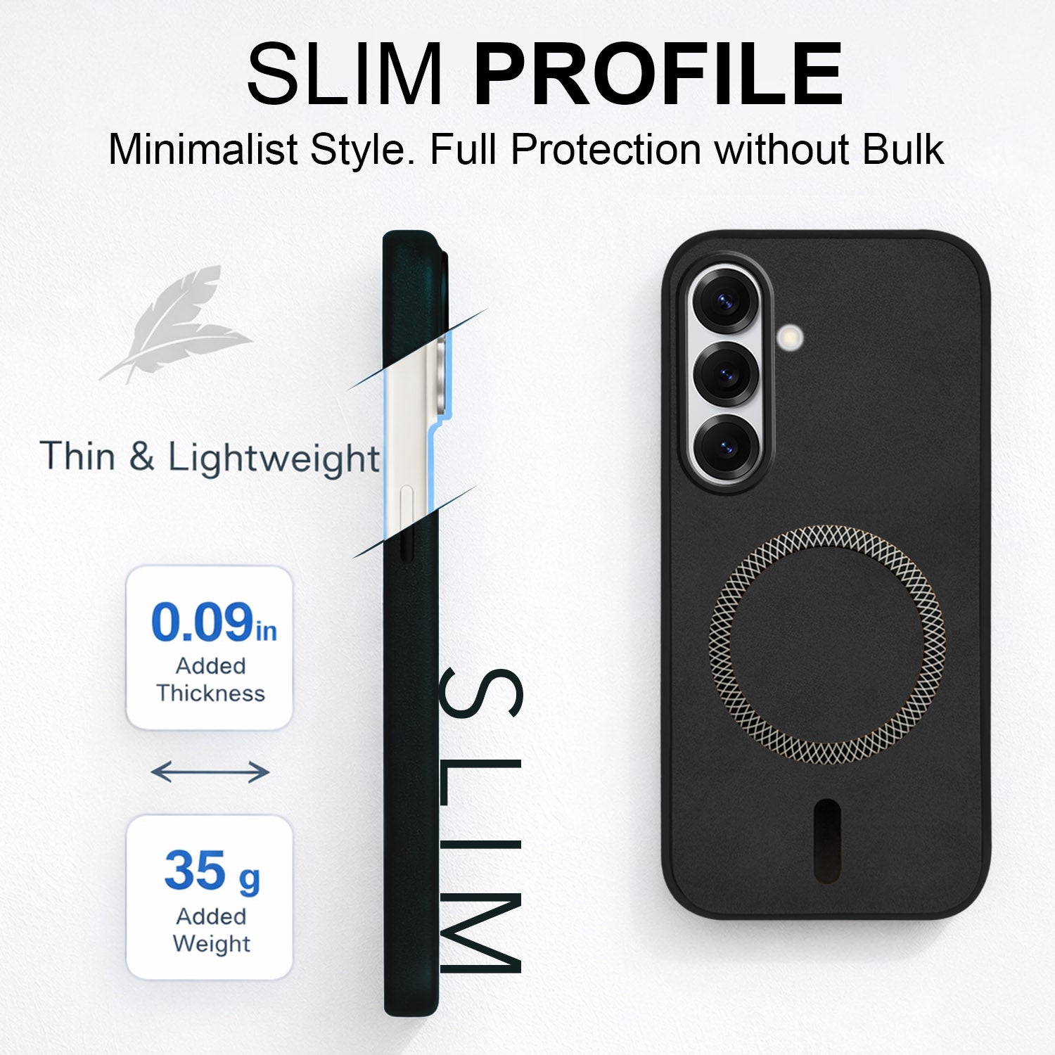 For Samsung Galaxy S25 Back Cover Case (Sleek Leather Finish | MagSafe Compatible Wireless Charging | Camera Bump Protection)