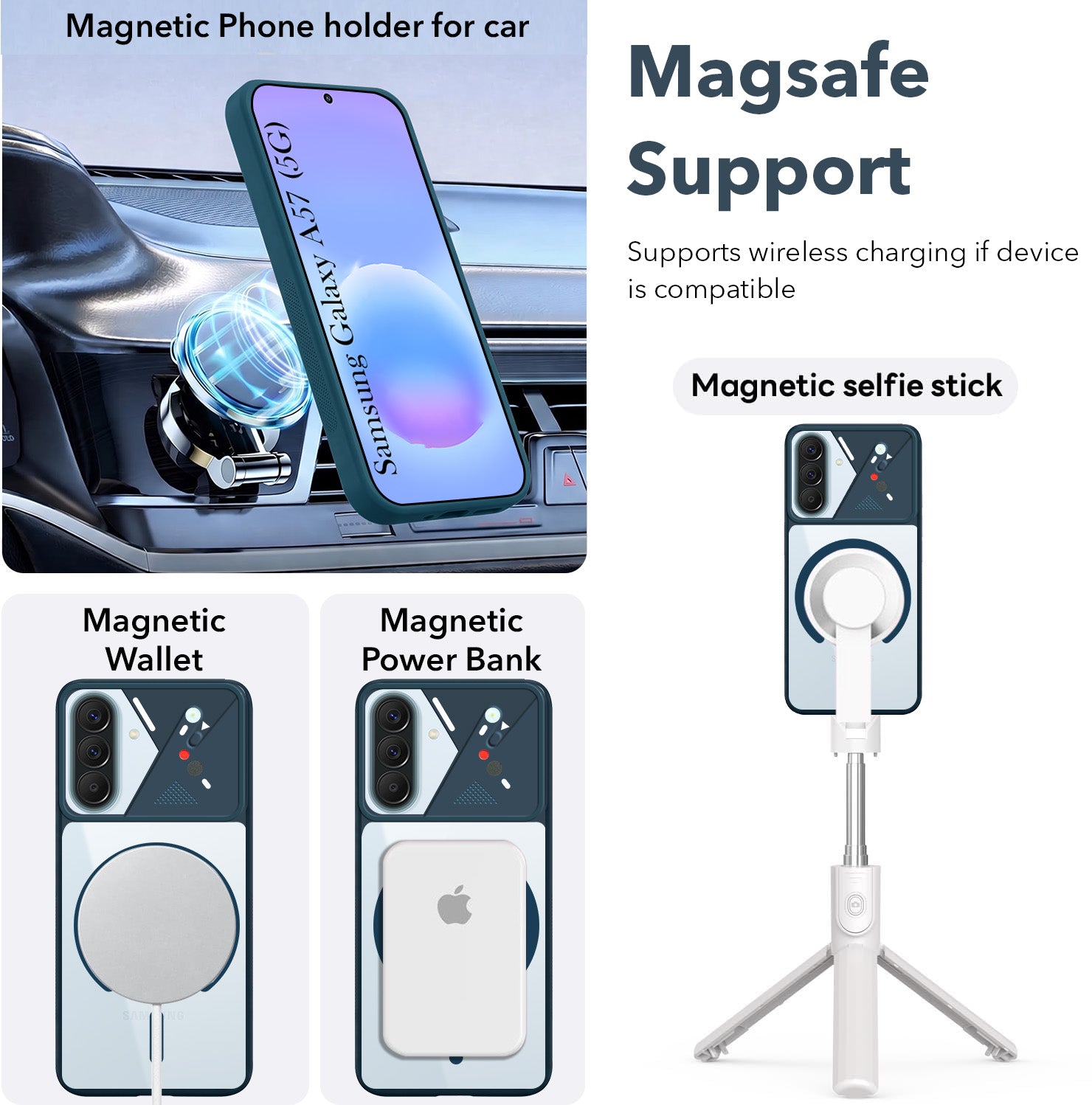 For Samsung Galaxy A57 5G Back Cover Case Lifetime Anti-Yellow Clear (Camera Protection | Side Grip | Wireless MagSafe Compatible)