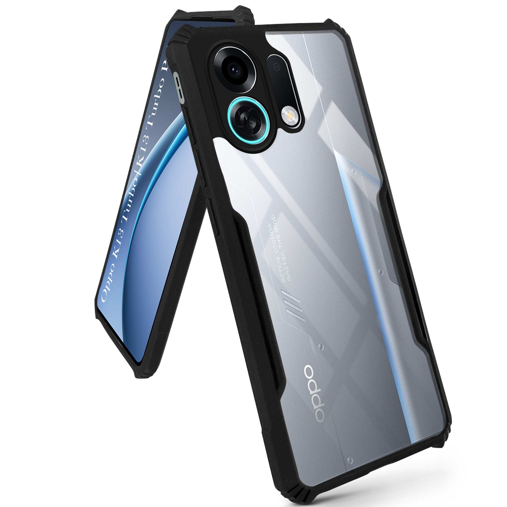 For Oppo K13 Turbo | Oppo K13 Turbo Pro Back Cover Case (Shockproof with Polycarbonate Clear Panel | Professional Black)