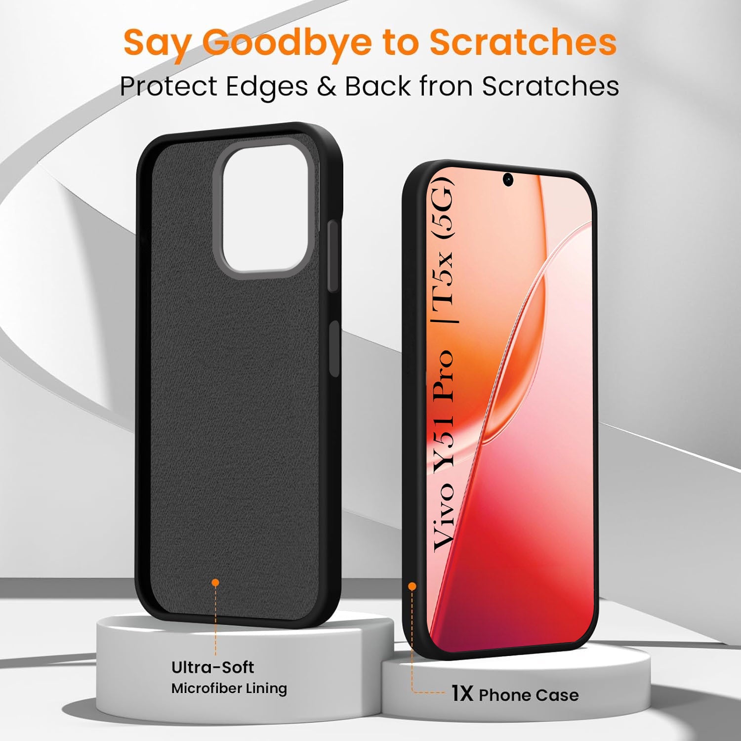 For Vivo Y51 Pro 5G | Vivo T5x Back Cover Case Rubberised (Textured Grip Design | Micro-Fiber Cloth Inside | Slim and Light Weight | Soft Touch and Feel)