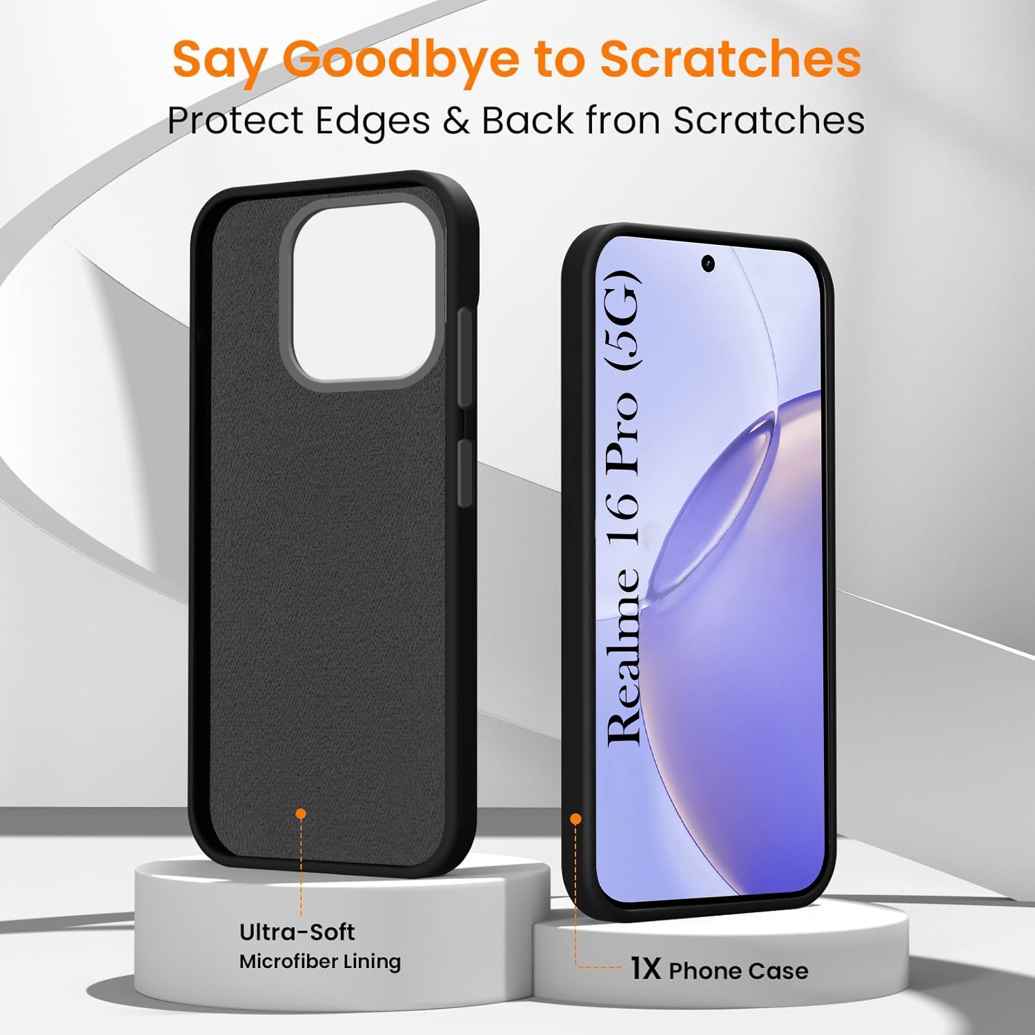 For Realme 16 Pro Back Cover Case Rubberised (Textured Grip Design | Micro-Fiber Cloth Inside | Slim and Light Weight | Soft Touch and Feel)