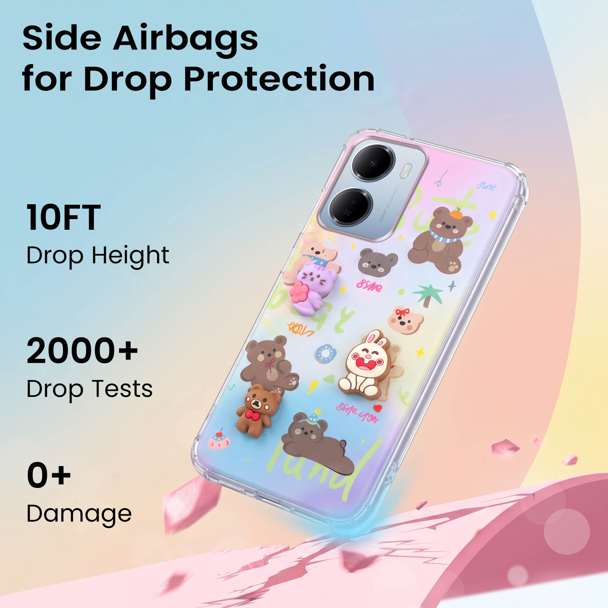 For Redmi 15A 5G Back Cover Case (3D Cute Cartoons | Hard Back Side Soft | Matte Premium Finish | HD Printing)