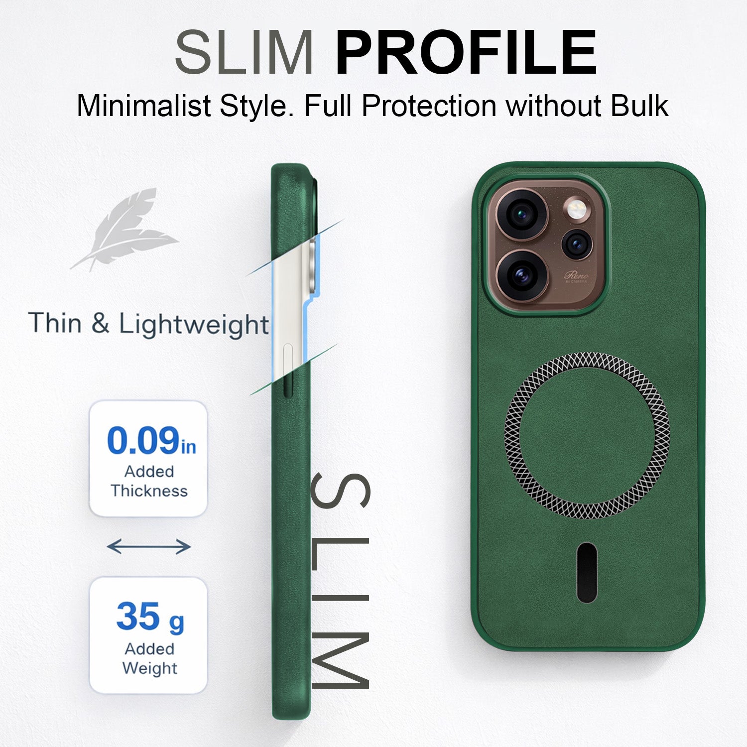For Oppo Reno15 Pro 5G | Oppo Reno 15 Pro 5G Back Cover Case Leather Finish (MagSafe Compatible Wireless Charging | Soft Touch | Camera Bump Protection)