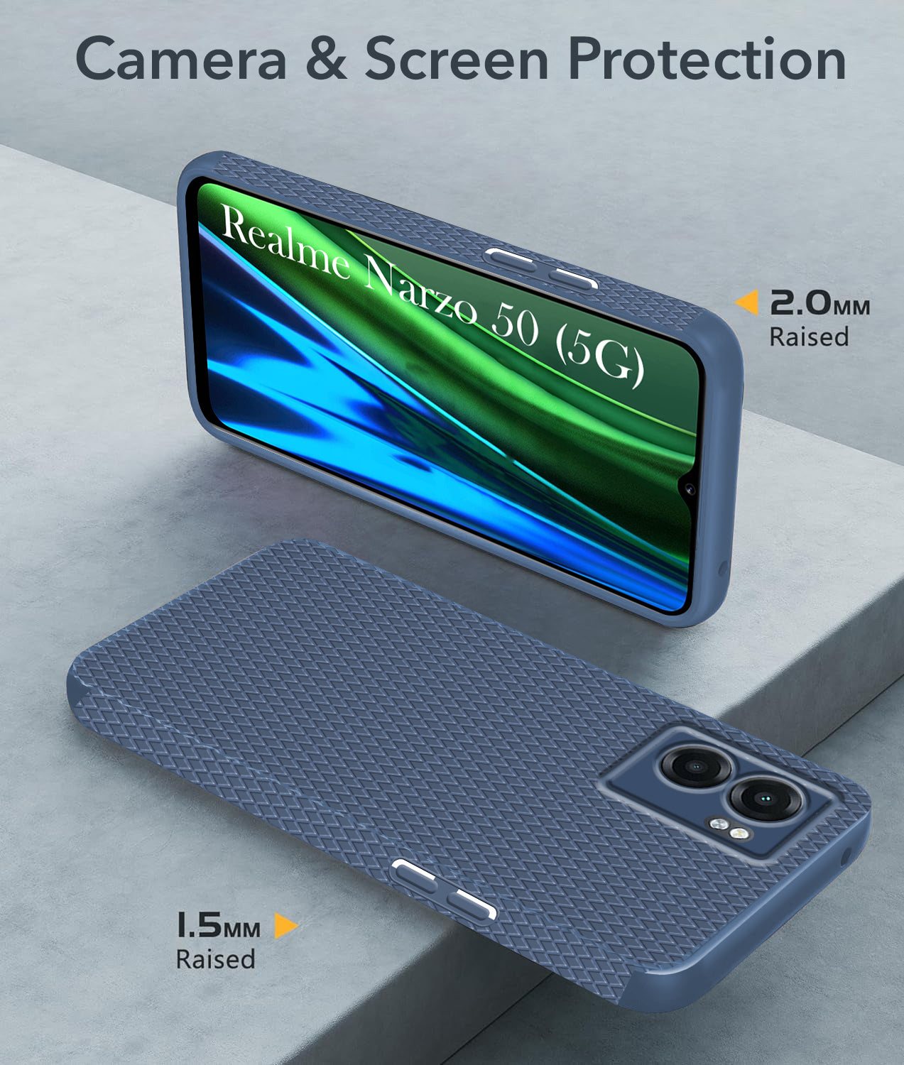 For Realme Narzo 50 5G Back Cover Case  (Liquid Silicone | Side Grip | Camera Protection)