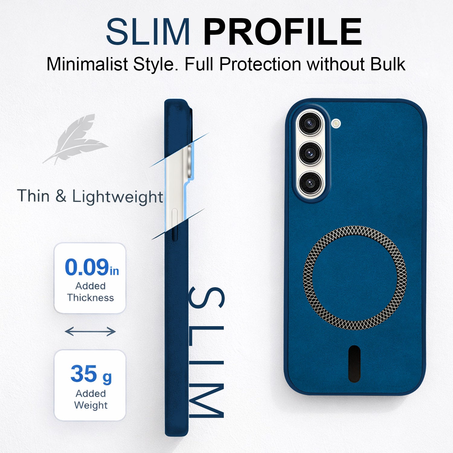 For Samsung Galaxy S23 Plus 5G Back Cover Case Leather Finish (MagSafe Compatible Wireless Charging | Soft Touch | Camera Bump Protection)
