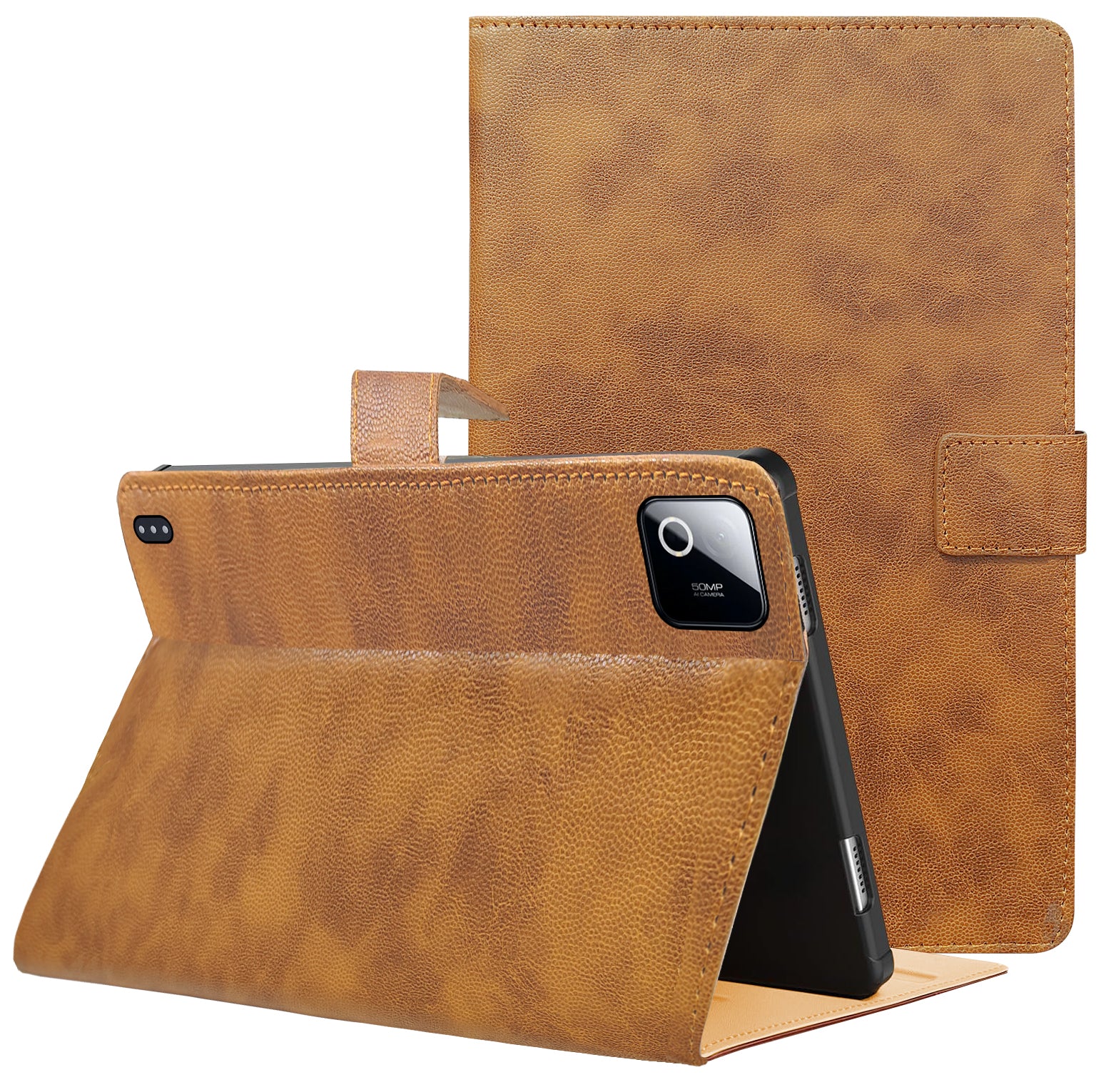 For Xiaomi Pad 8 11.2 Inch Flip Cover Folio Cover (PU Matte Leather | Multi-Angle Smart Stand | Card Storage Slots | Silicone Back Pouch)
