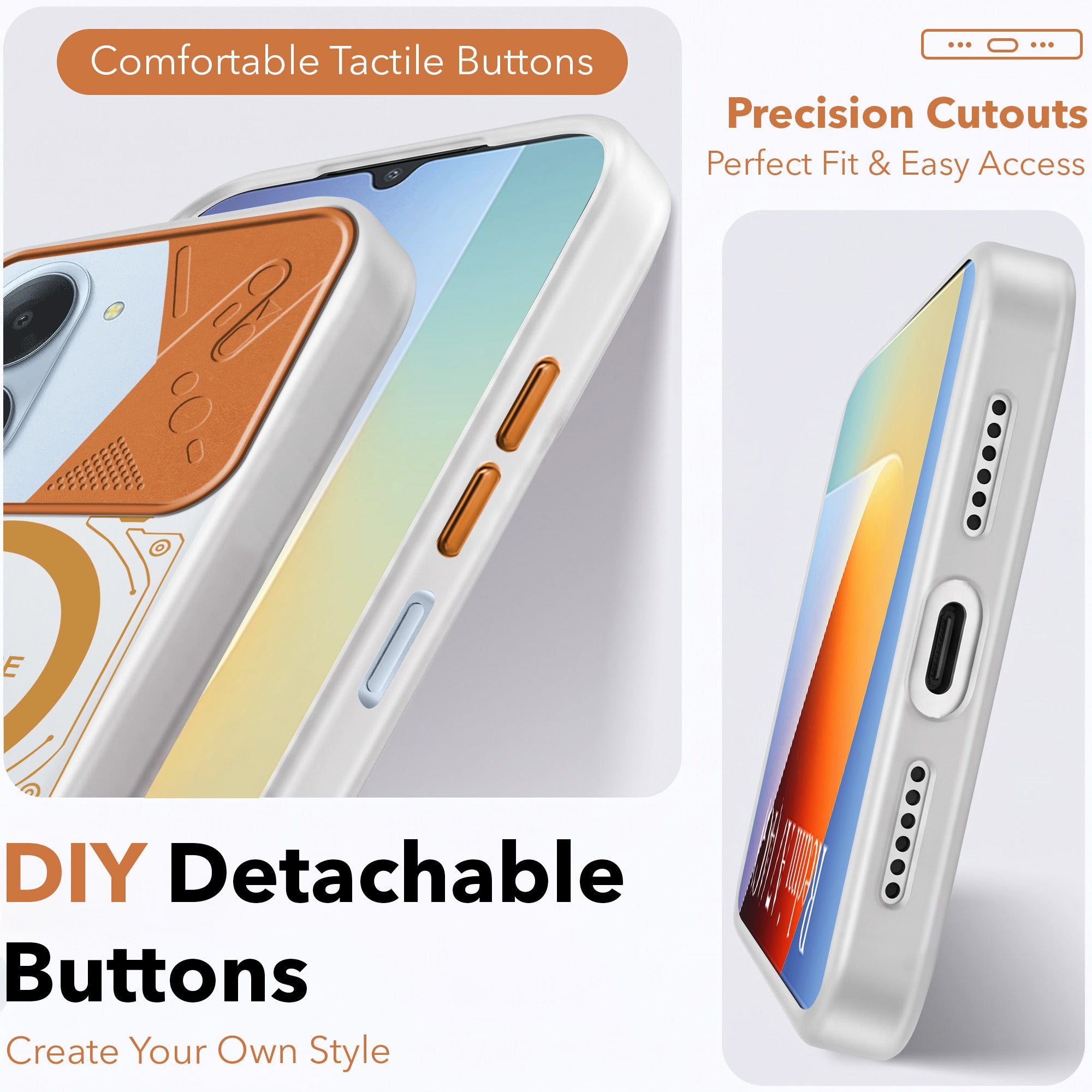 For Redmi A7 4G Metallic Back Cover Case (Metallic Camera Protection & Buttons | Translucent Milky Shade | Hard Polycarbonate)