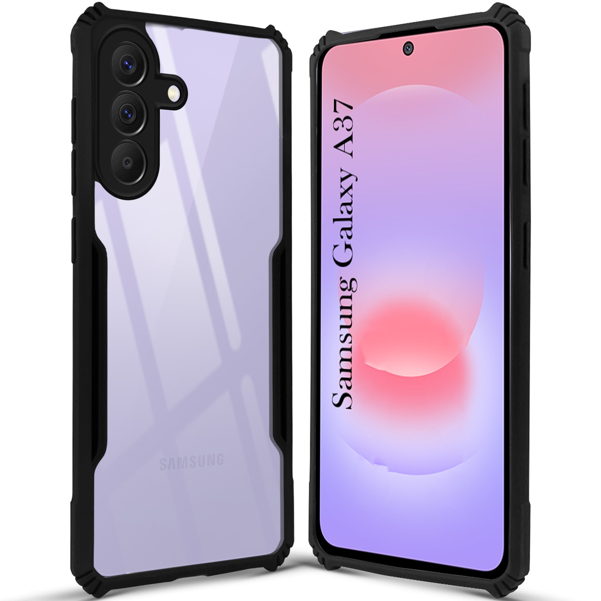 For Samsung Galaxy A37 5G Back Cover Case Hybrid (Shockproof with Polycarbonate Clear Panel | Professional Black)