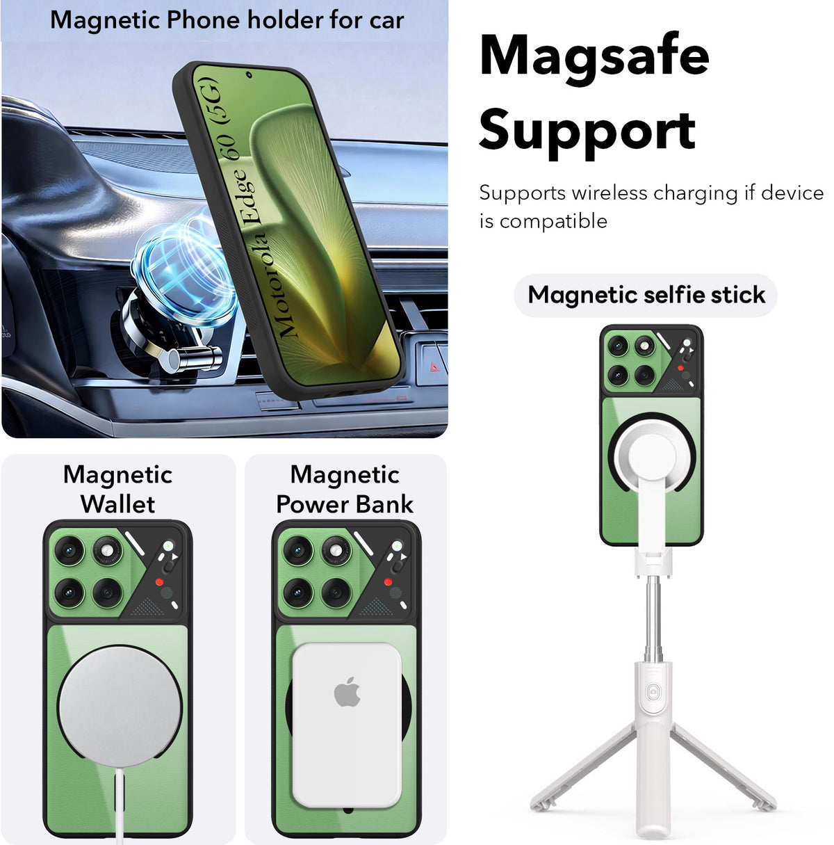 For Motorola Moto Edge 60 Back Cover Case Lifetime Anti-Yellow Clear (Camera Protection | Side Grip | Wireless MagSafe Compatible)