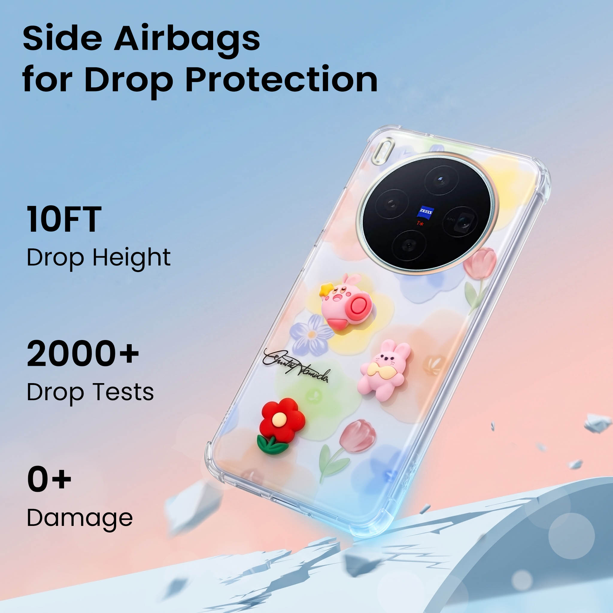 For Vivo X300 5G Back Cover Case (3D Cute Cartoons | Hard Back Side Soft | Matte Premium Finish | HD Printing)