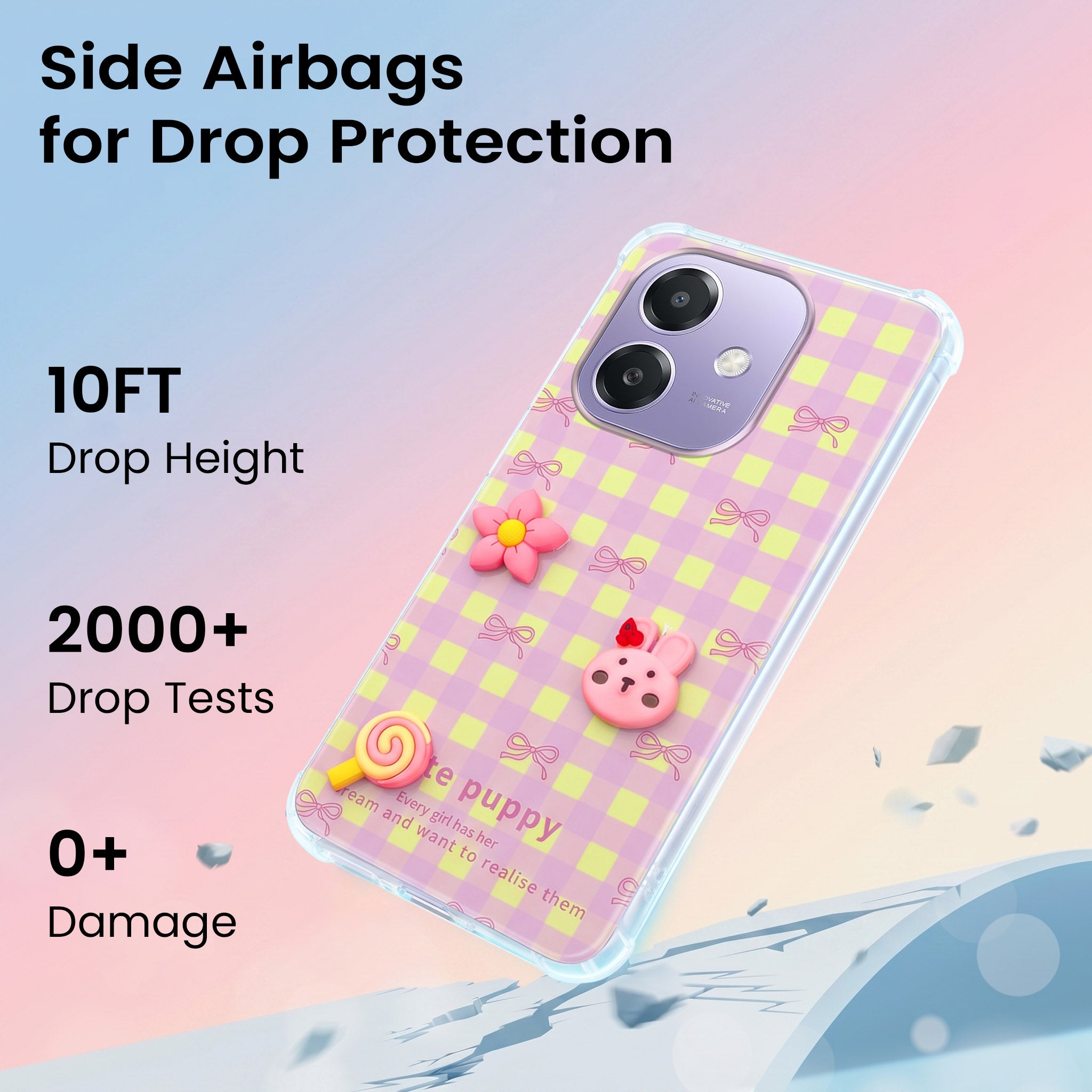 For Oppo A3X (4G/5G) | Oppo A3 5G Back Cover Case (3D Cute Cartoons | Hard Back Side Soft | Matte Premium Finish | HD Printing)