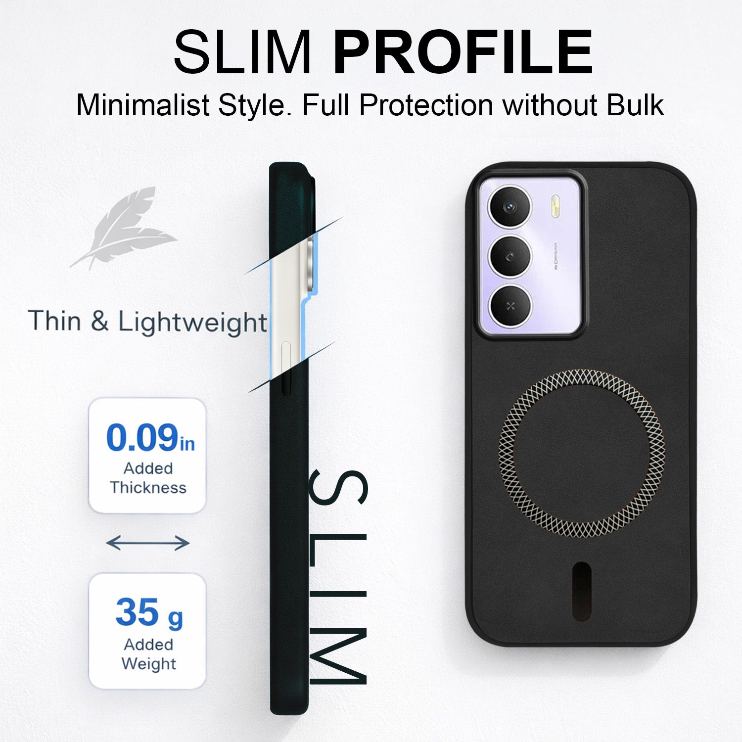 For Realme Narzo 80 Lite 5G Back Cover Case Leather Finish (MagSafe Compatible Wireless Charging | Soft Touch | Camera Bump Protection)
