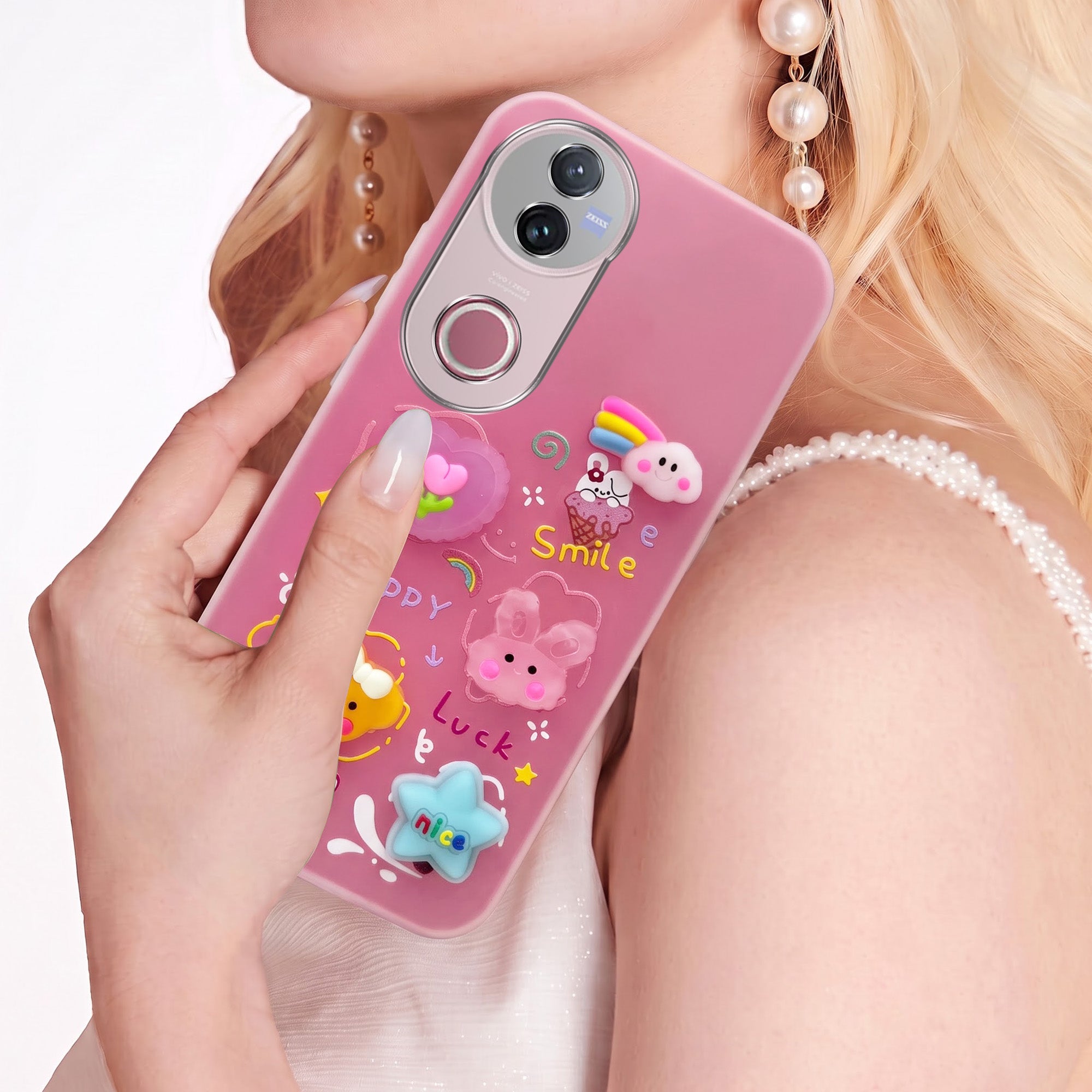 For Vivo V50 | Vivo V50e Back Cover Case (Cute 3D cartoon charms design | Slim Aesthetic Case for Girls | Camera Protection | Hard Unbreakable)