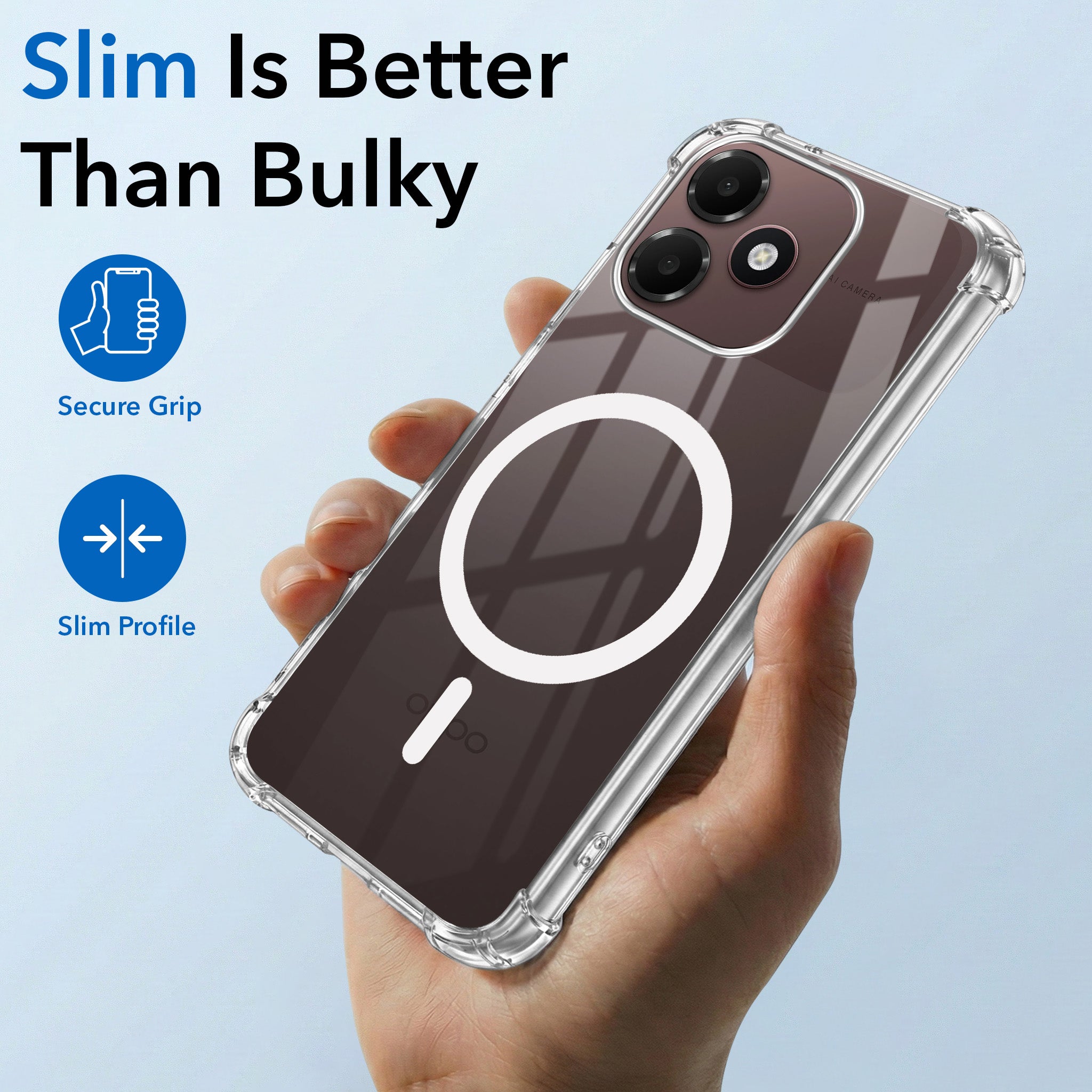 For Oppo A6c 4G Back Cover Shockproof Crystal-Clear (Magsafe Wireless Support | Drop & Camera Protection | Hard Polycarbonate)