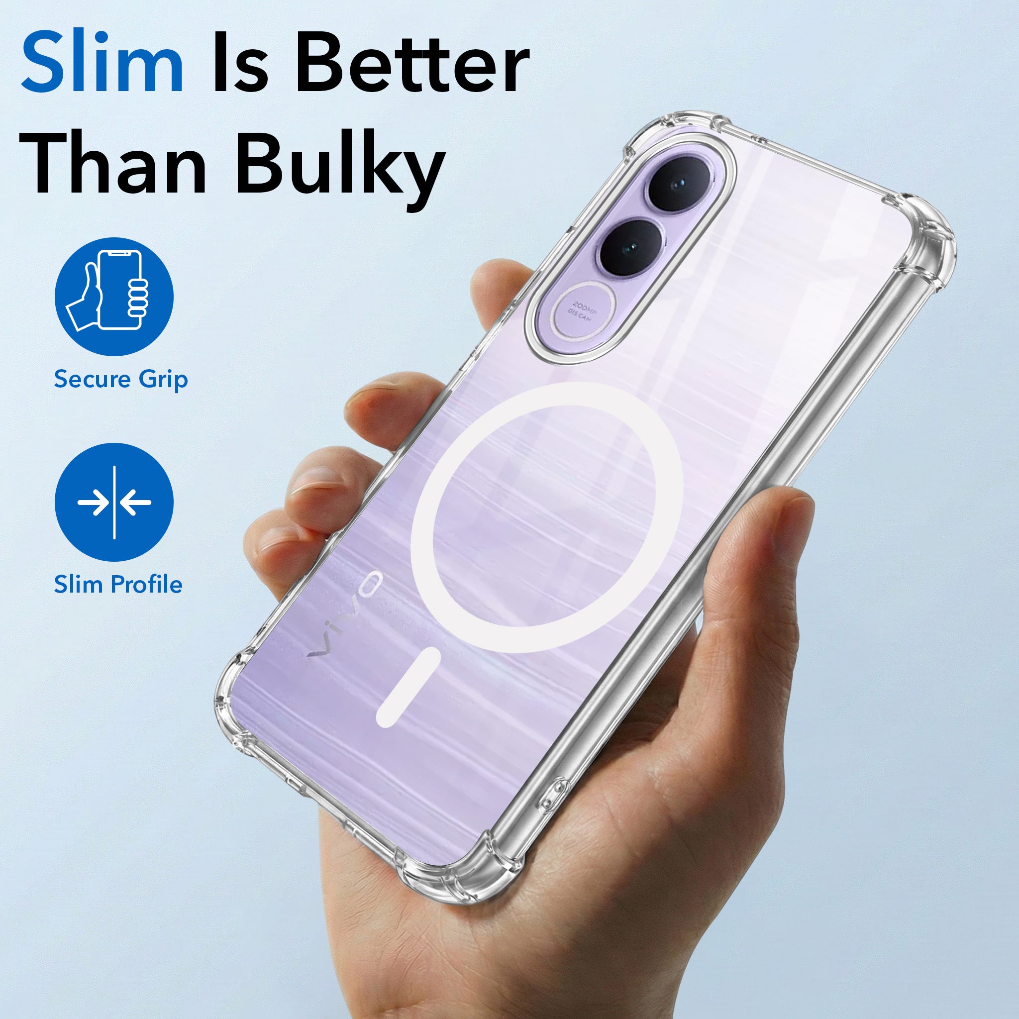 For Vivo V70 FE 5G Back Cover Shockproof Crystal-Clear (Magsafe Wireless Support | Drop & Camera Protection | Hard Polycarbonate)