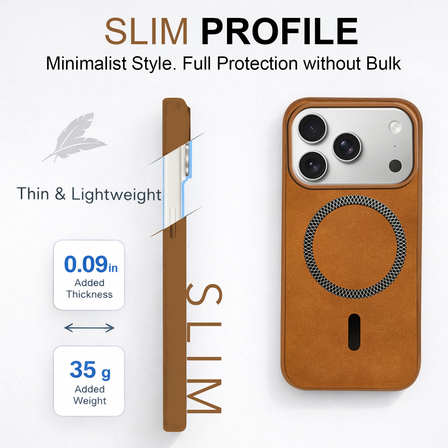 For Apple iPhone 17 Pro Back Cover Case Leather Finish (MagSafe Compatible Wireless Charging | Soft Touch | Camera Bump Protection)