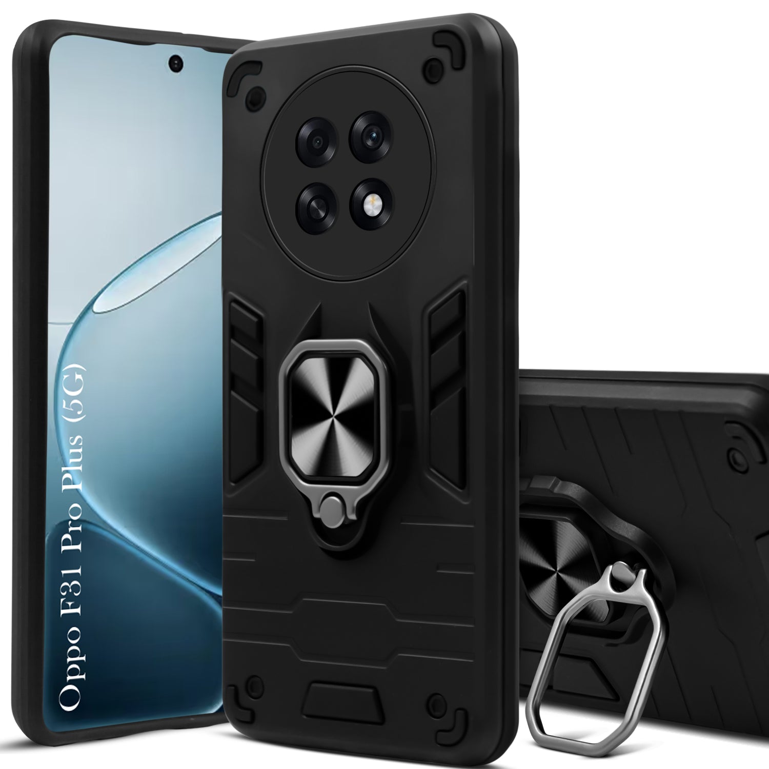 For Oppo F31 Pro Plus Back Cover Case Hybrid Armor (Shockproof Dual Layer Polycarbonate |Ring Holder Kickstand)