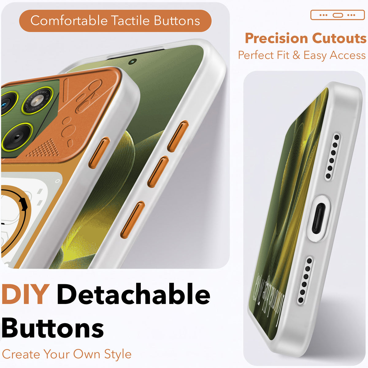 For Motorola Moto Edge 70 Metallic Back Cover Case (Metallic Camera Protection & Buttons | Translucent Milky Shade | Hard Polycarbonate)