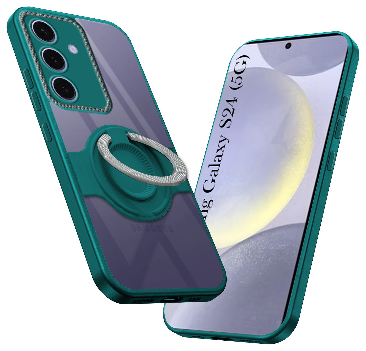 For Samsung Galaxy S24 Back Cover Case with stand (Built-in Ring Holder Kickstand | Lifetime Anti Yellow | Camera Protection)