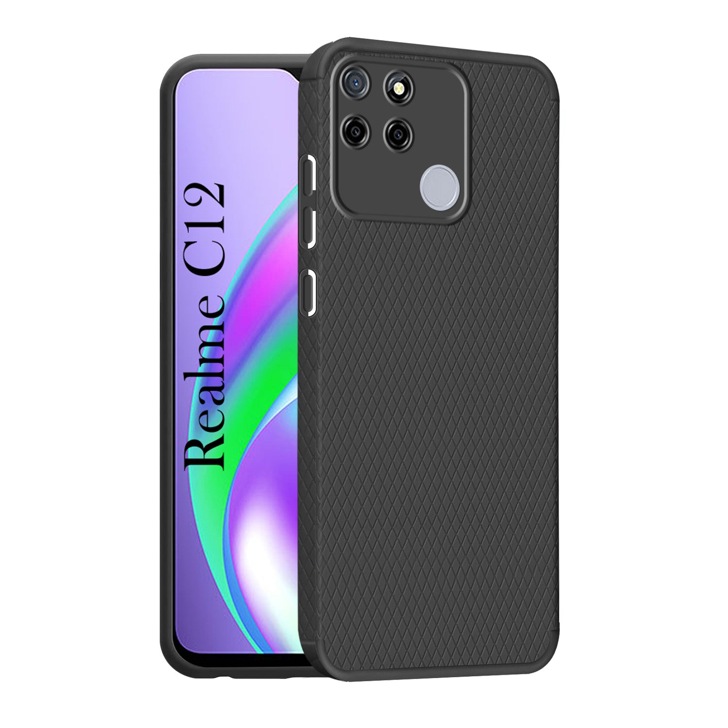 For Realme C12 Back Cover Case Liquid Silicone (Camera Protection | Side Grip Texture | Soft and Flexible)