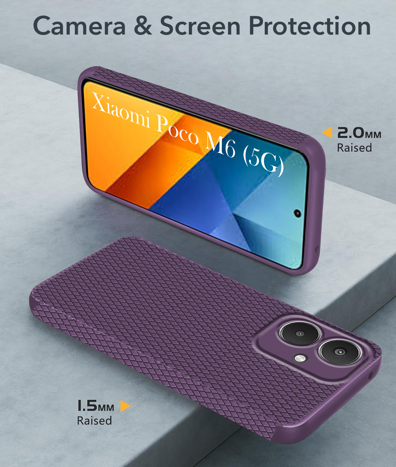 For Poco M6 5G Back Cover Case (Liquid Silicone | Side Grip | Camera Protection)