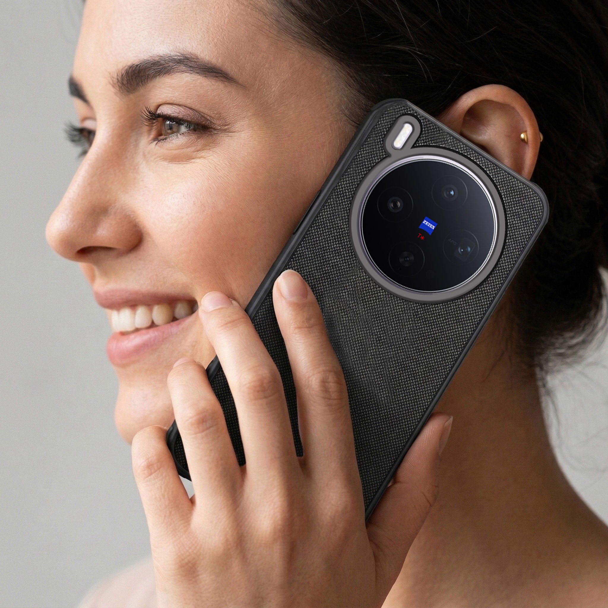 For Vivo X300 5G Combo with Back Cover and 9H Tempered Glass (Textured Grip Design | Micro-Fiber Cloth Inside | Oleophobic Coating Screen Glass)