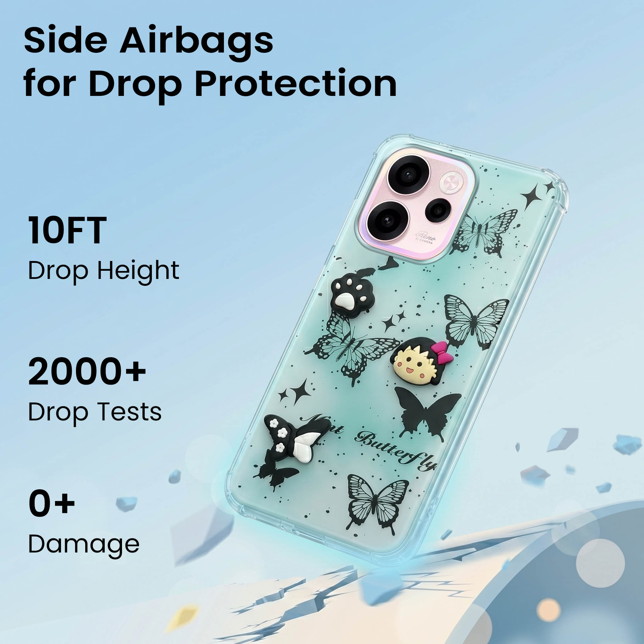 For Oppo Reno 15c Back Cover Case (3D Cute Cartoons | Hard Back Side Soft | Matte Premium Finish | HD Printing)