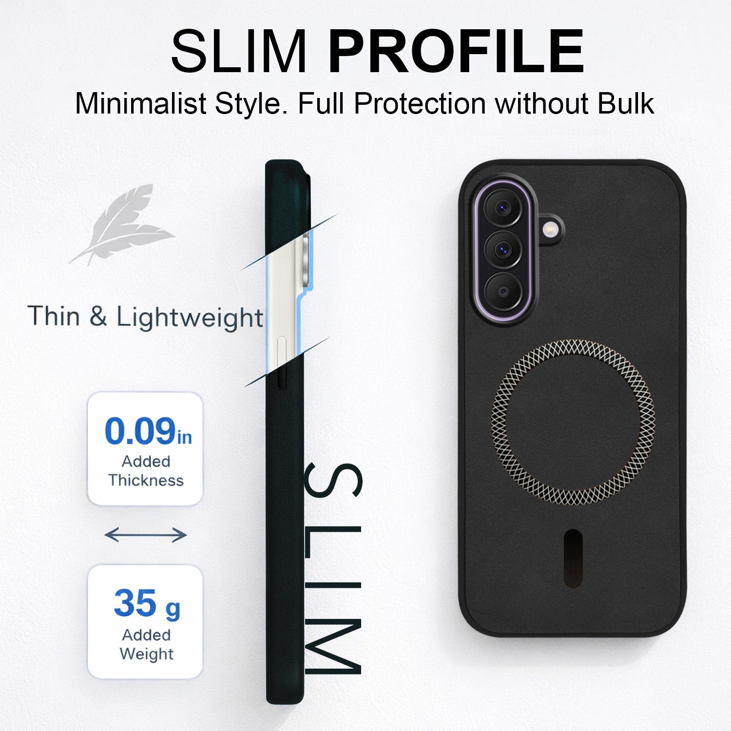 For Samsung Galaxy A37 5G Back Cover Case Leather Finish (MagSafe Compatible Wireless Charging | Soft Touch | Camera Bump Protection)