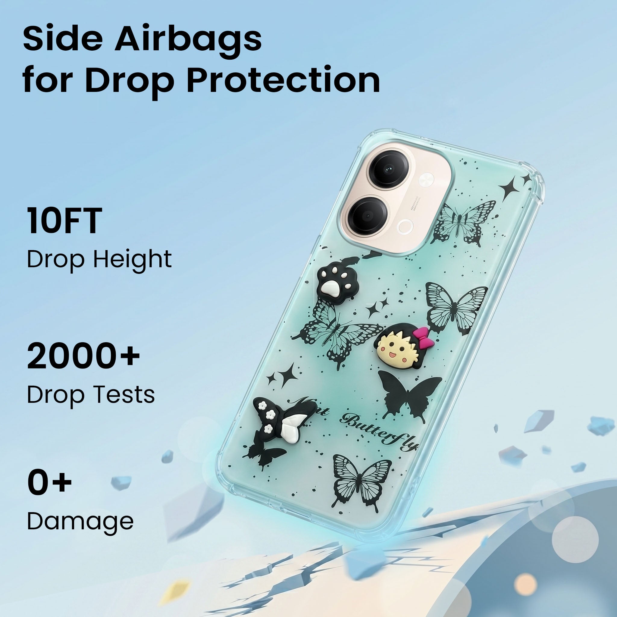 For Vivo Y05 4G Back Cover Case (3D Cute Cartoons | Hard Back Side Soft | Matte Premium Finish | HD Printing)