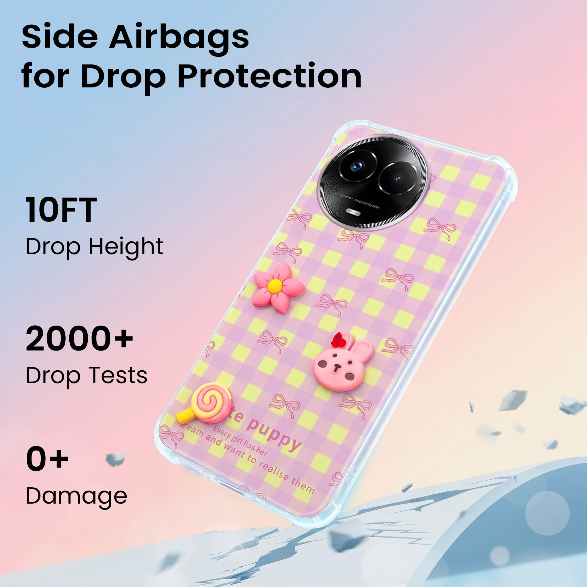 For Realme 11 5G | Realme 11x 5G Back Cover Case (3D Cute Cartoons | Hard Back Side Soft | Matte Premium Finish | HD Printing)