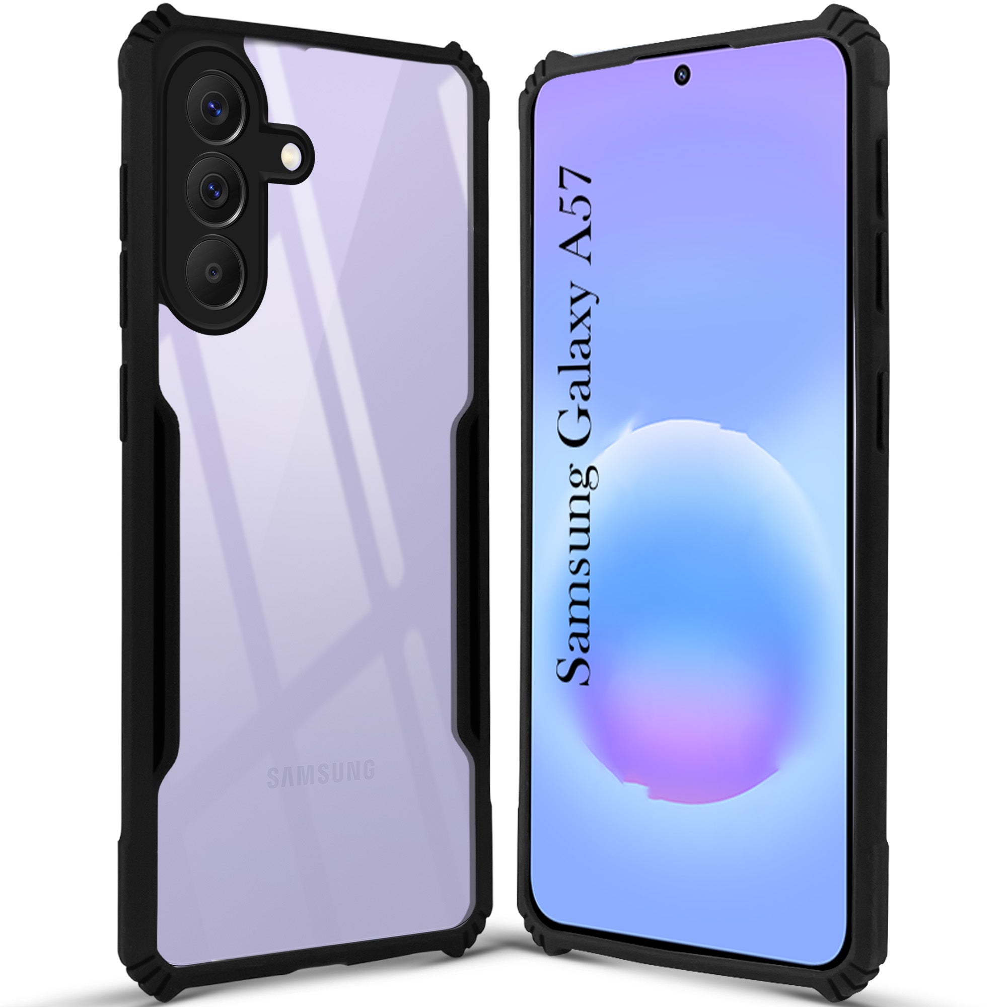 For Samsung Galaxy A57 5G Back Cover Case Hybrid (Shockproof with Polycarbonate Clear Panel | Professional Black)