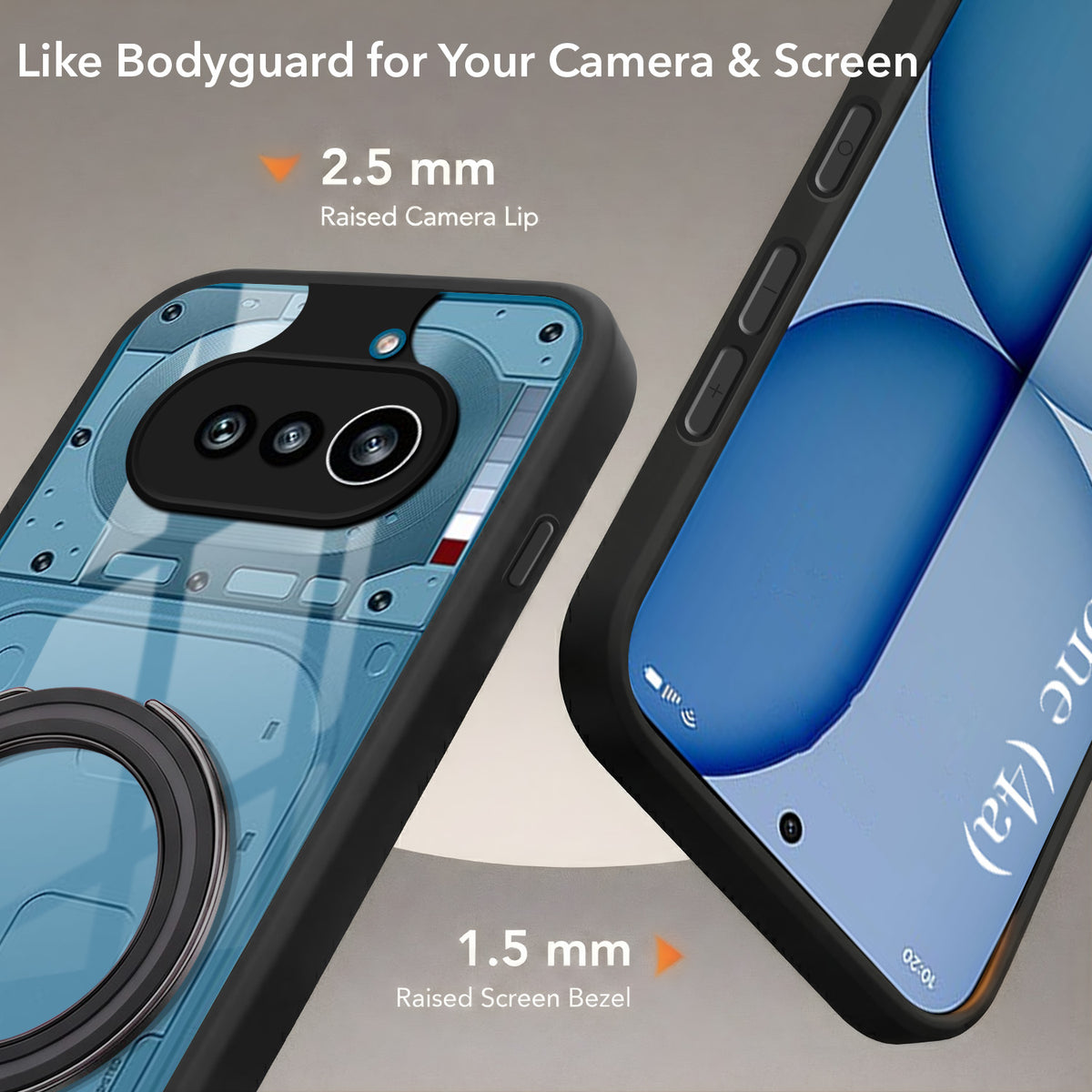 For Nothing Phone 4A 5G Back Cover Case (Kick Stand Ring Holder | Life time Anti Yellow | Camera Protection)