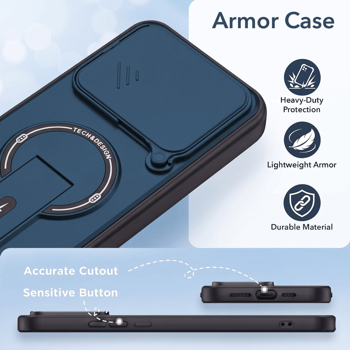 For Realme P4 Pro Back Case Cover Metallic (Hybrid Armor Kickstand | Sliding Shutter Camera Protection | MagSafe Compatible)