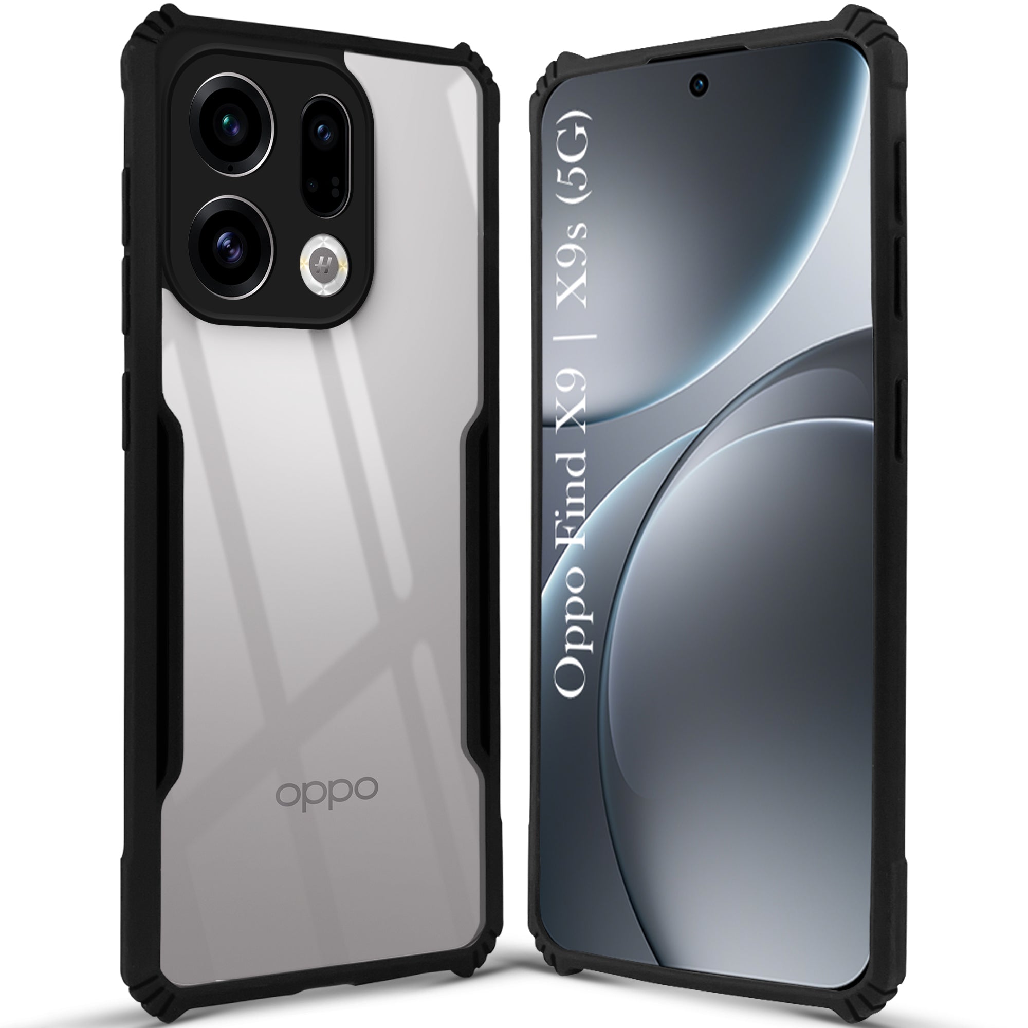 For Oppo Find X9 | Oppo Find X9s  Back Cover Case Hybrid (Shockproof with Polycarbonate Clear Panel | Professional Black)
