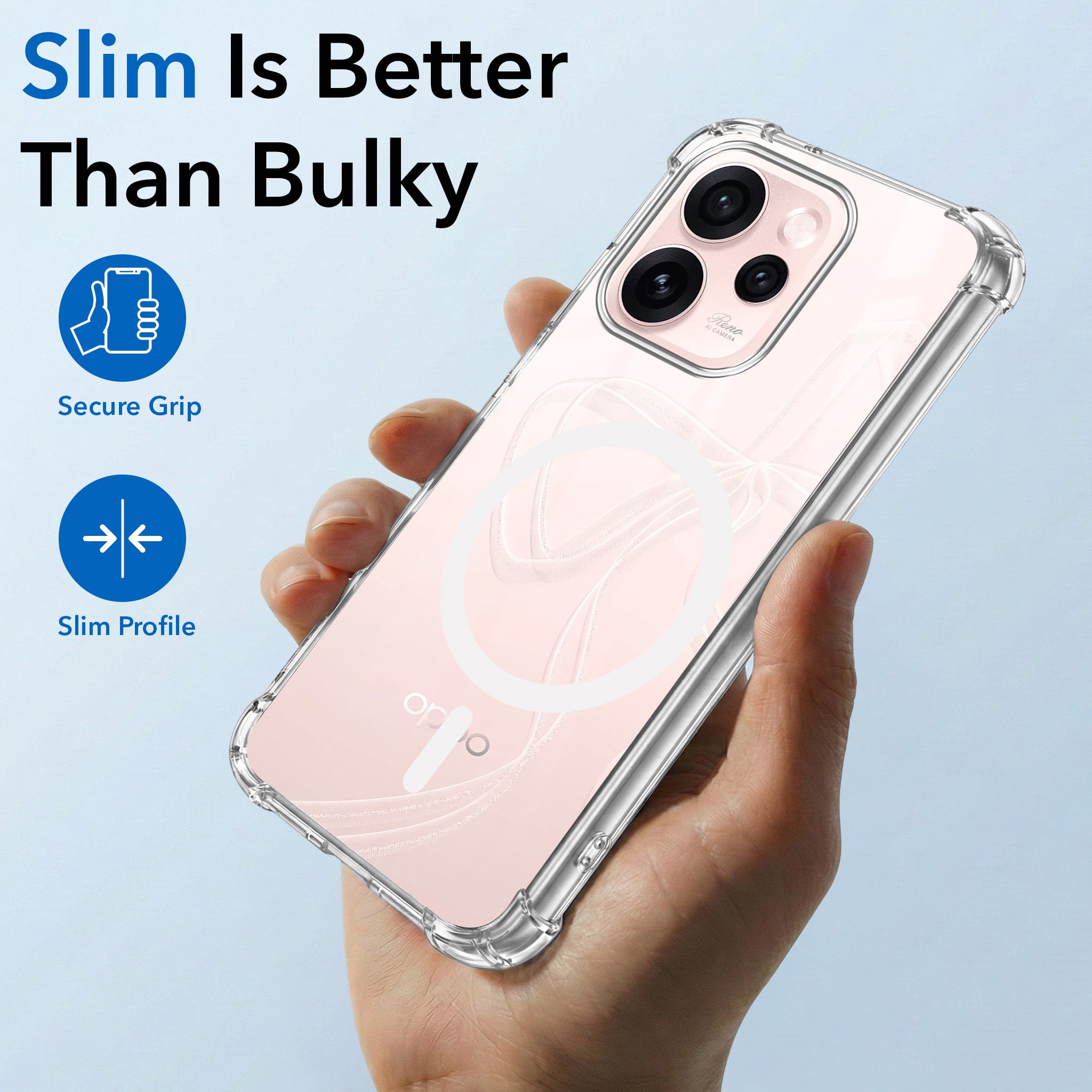 For Oppo Reno15 Pro Mini 5G | Oppo Reno 15 Pro Mini 5G Back Cover Shockproof Crystal-Clear (Magsafe Wireless Support | Drop & Camera Protection | Hard Polycarbonate)