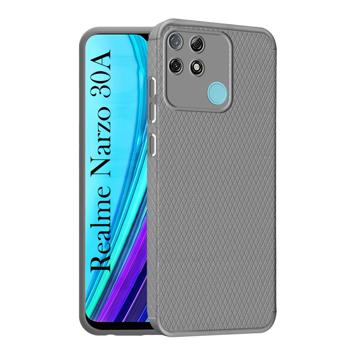 For Realme Narzo 30A Back Cover Case Liquid Silicone (Camera Protection | Side Grip Texture | Soft and Flexible)