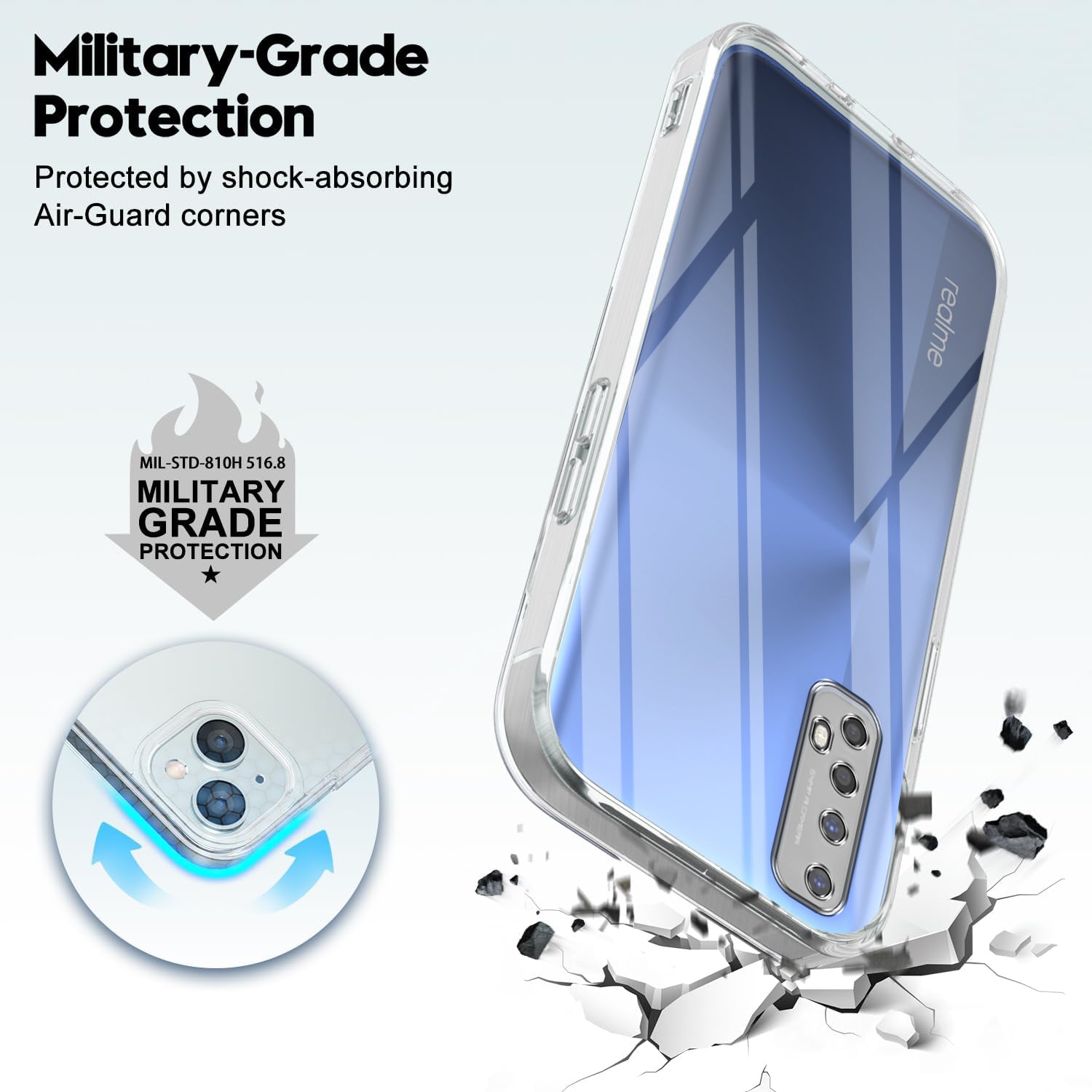 For Realme 7 Back Cover Case (Clear Shockproof Case with Camera Protection | Soft and Flexible | Transparent)